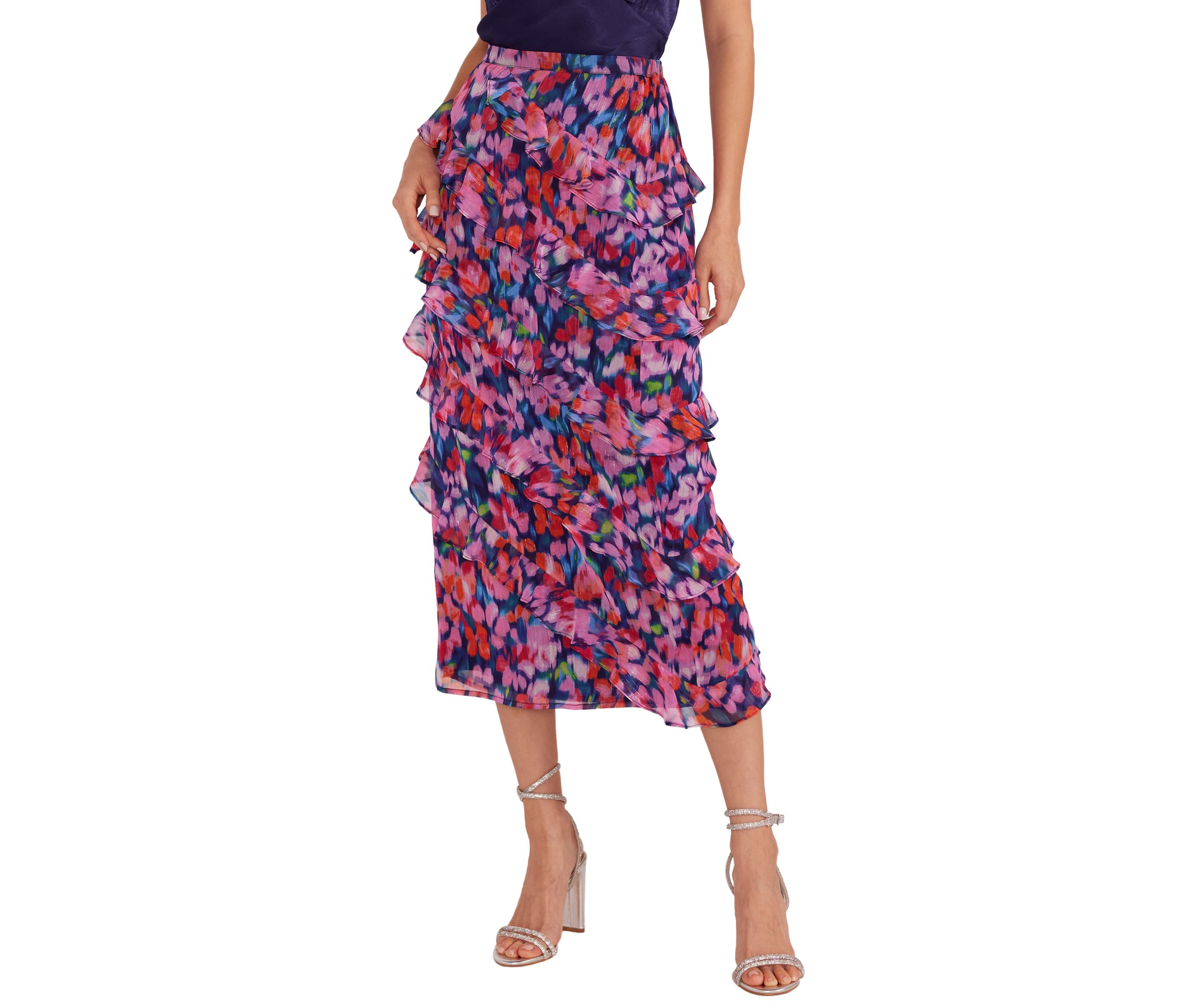 Womens Calista Frill Midi Skirt