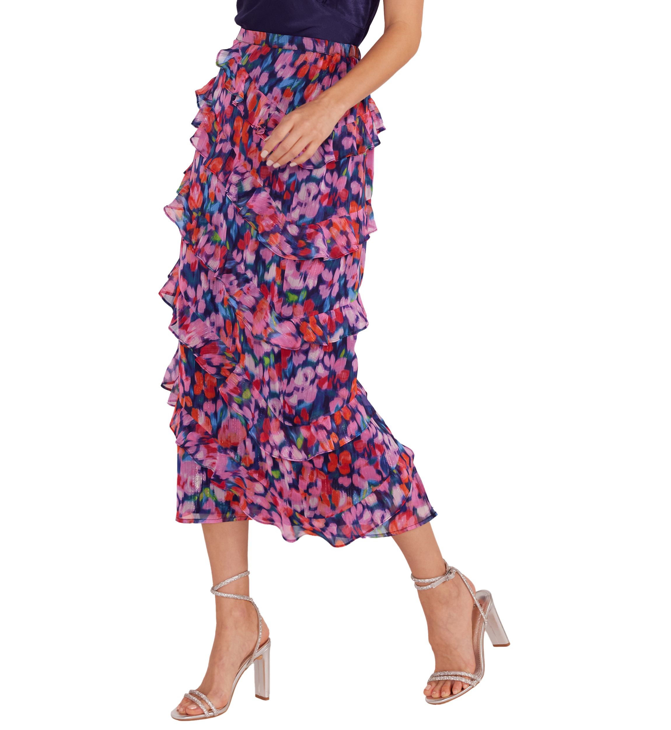 Womens Calista Frill Midi Skirt