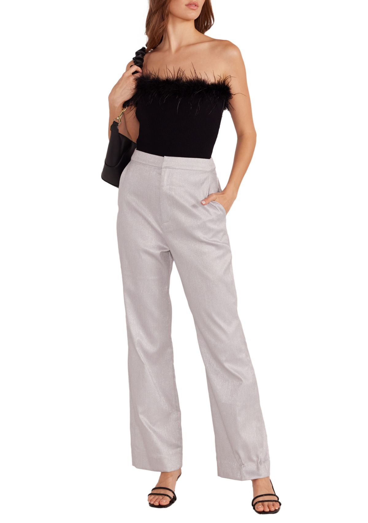 Womens Aster Feather Trim Top