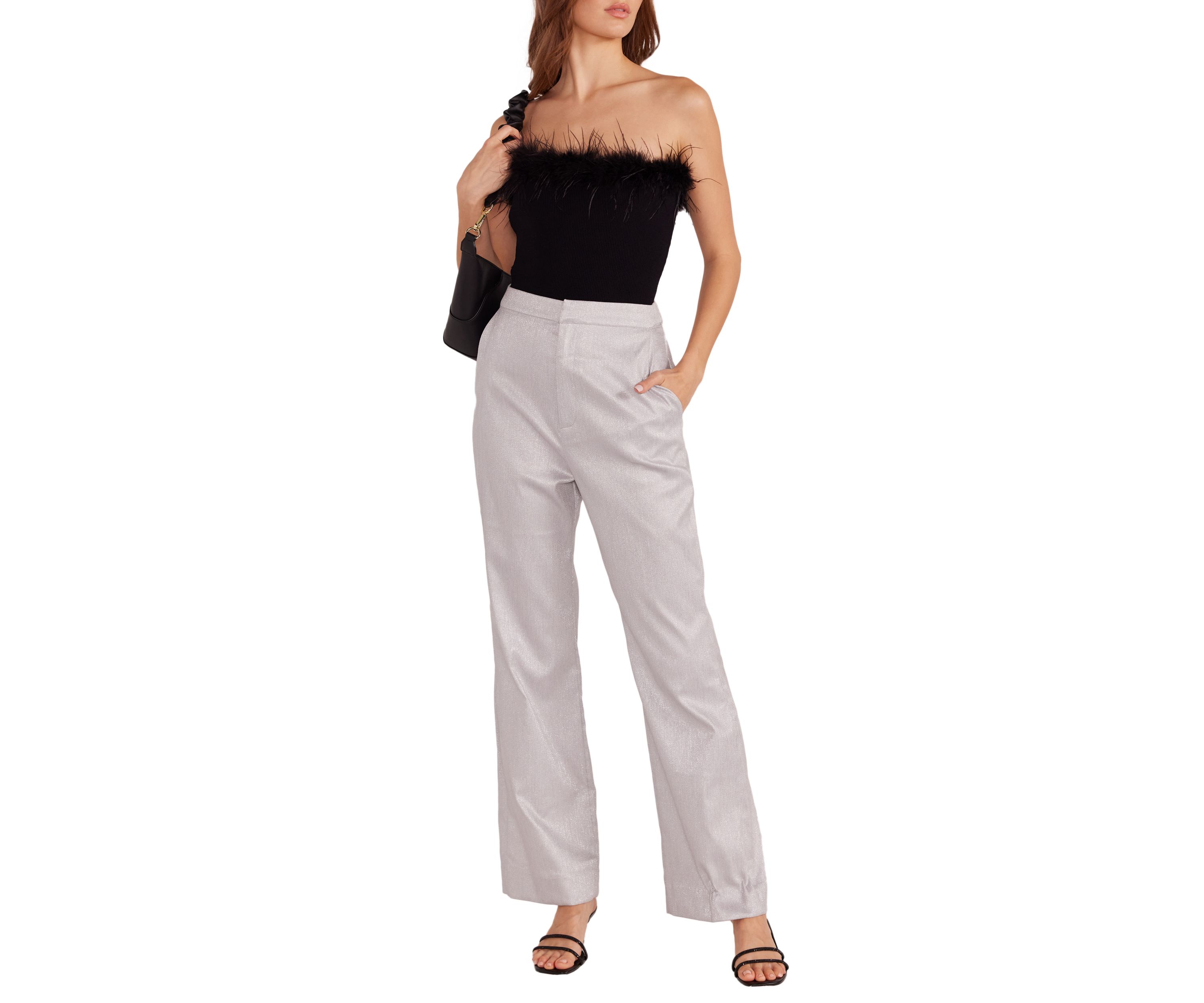 Womens Aster Feather Trim Top