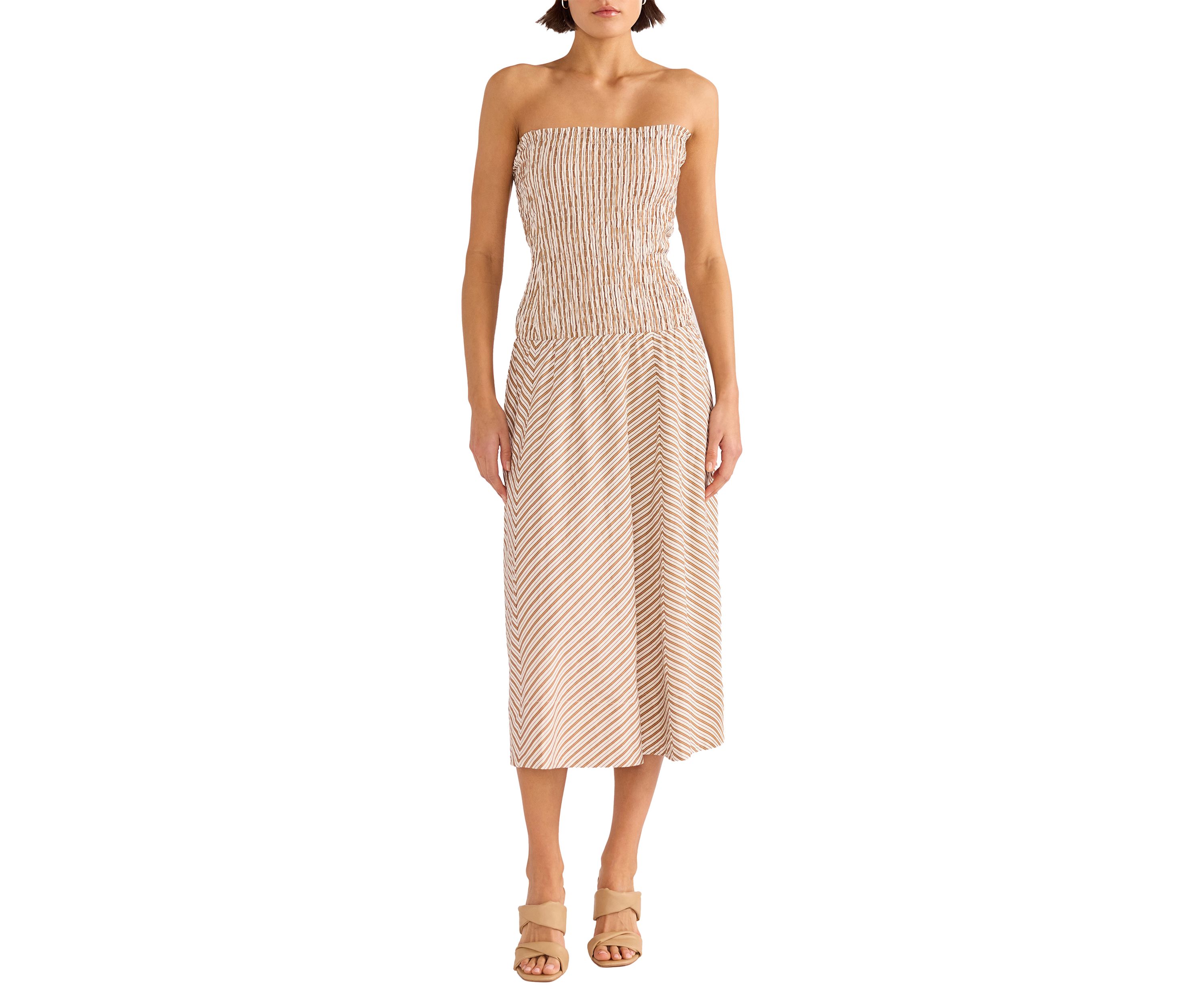 Womens Artemis Shirred Midi Dress