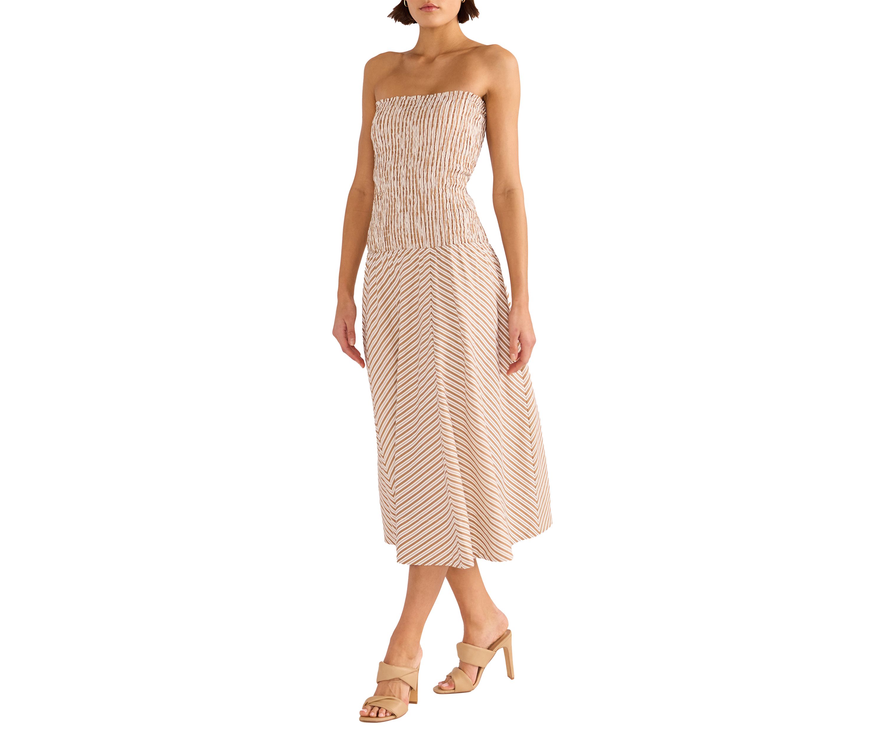 Womens Artemis Shirred Midi Dress