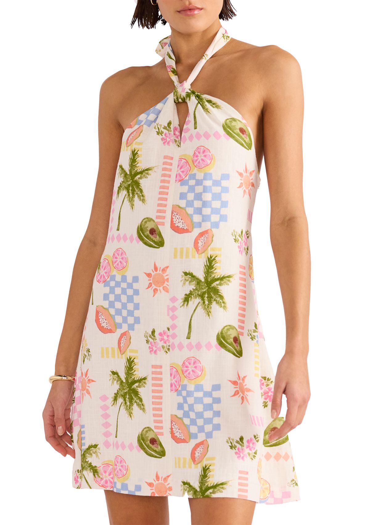 Grace Fruity Floral Halter Neck Mini Swim Coverup Dress