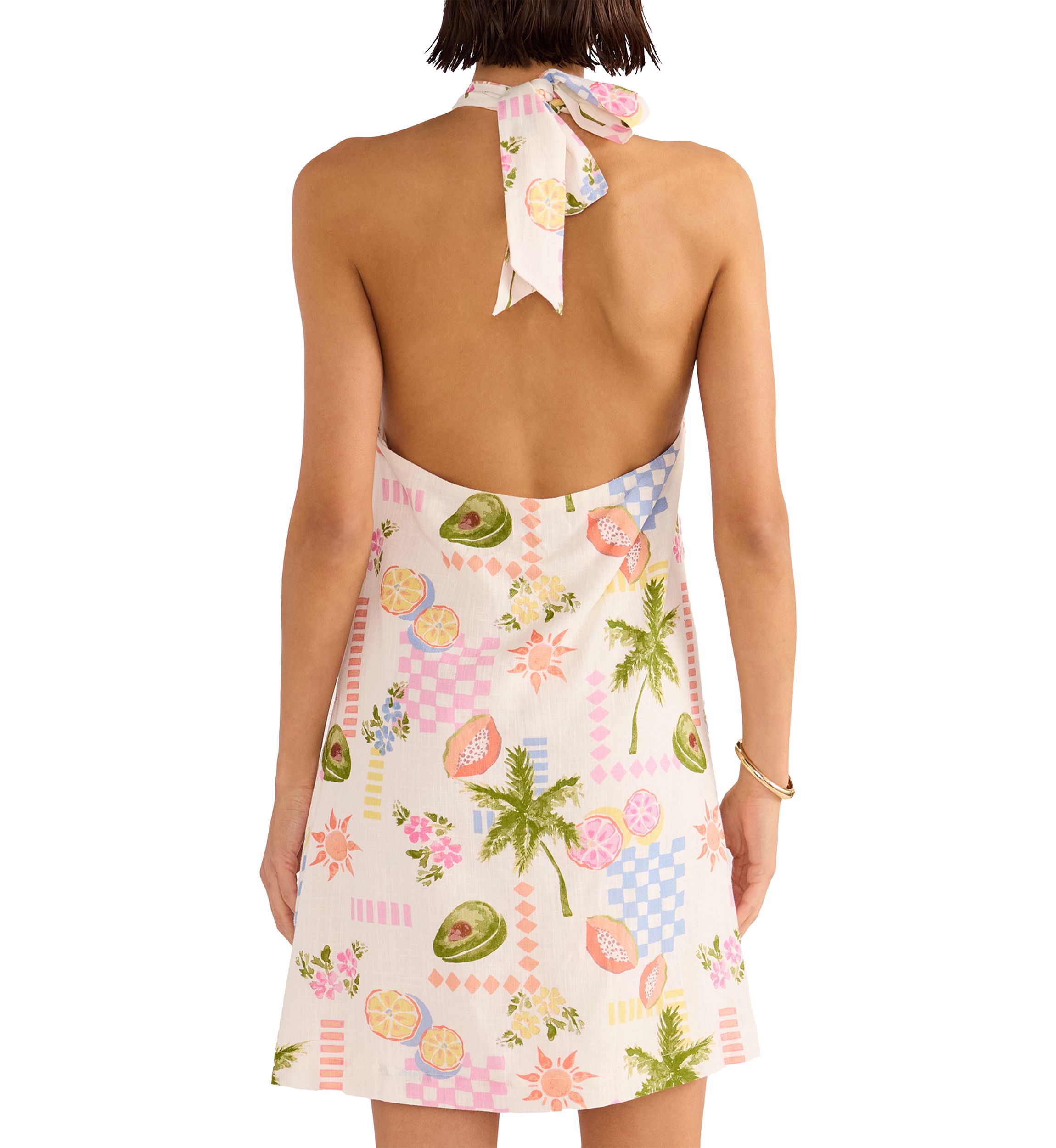 Grace Fruity Floral Halter Neck Mini Swim Coverup Dress