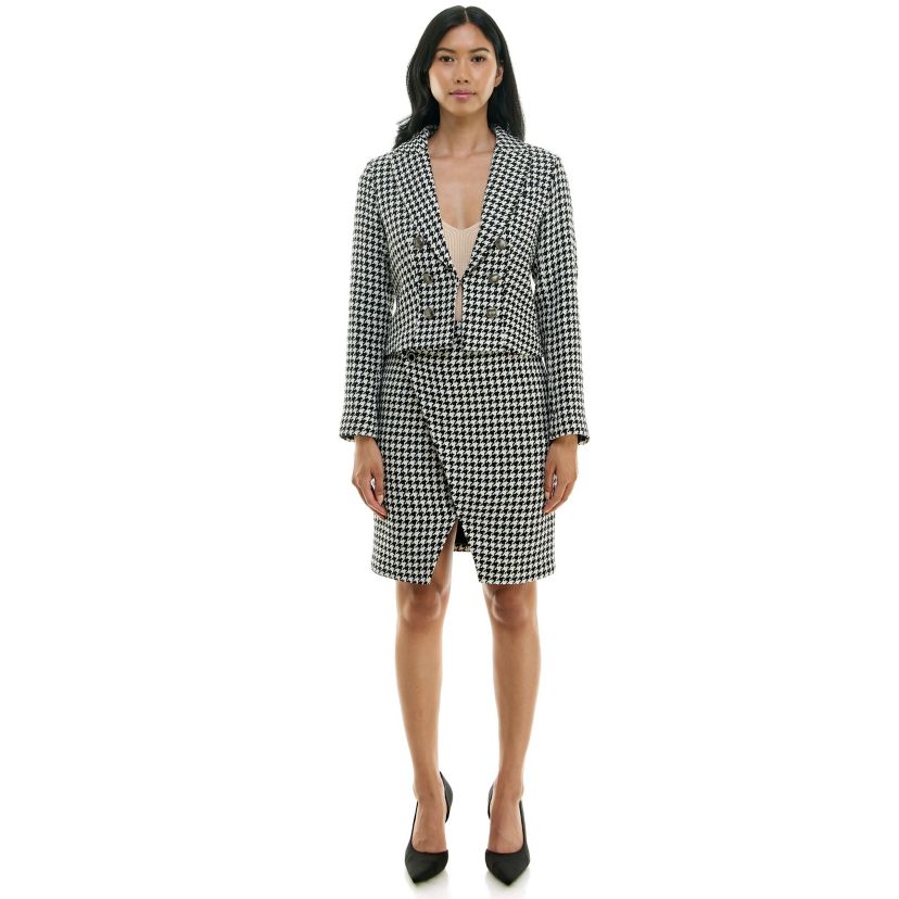 Lurex boucle houndstooth skirt