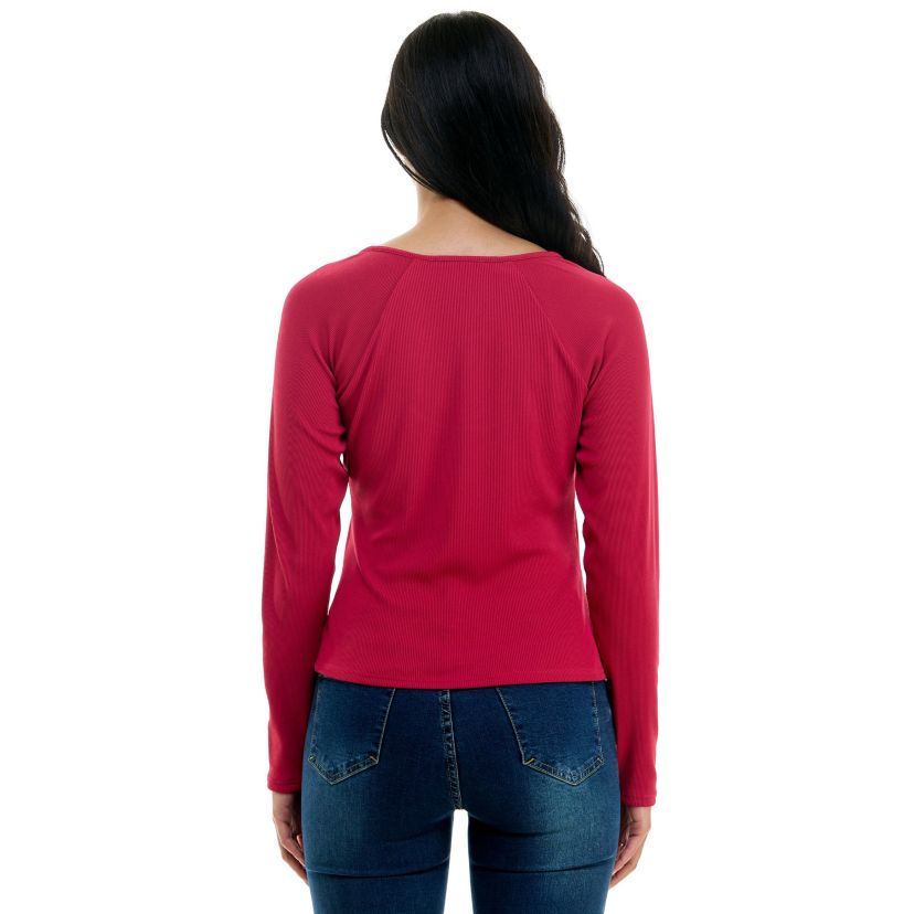 Rib knit scoop neck top