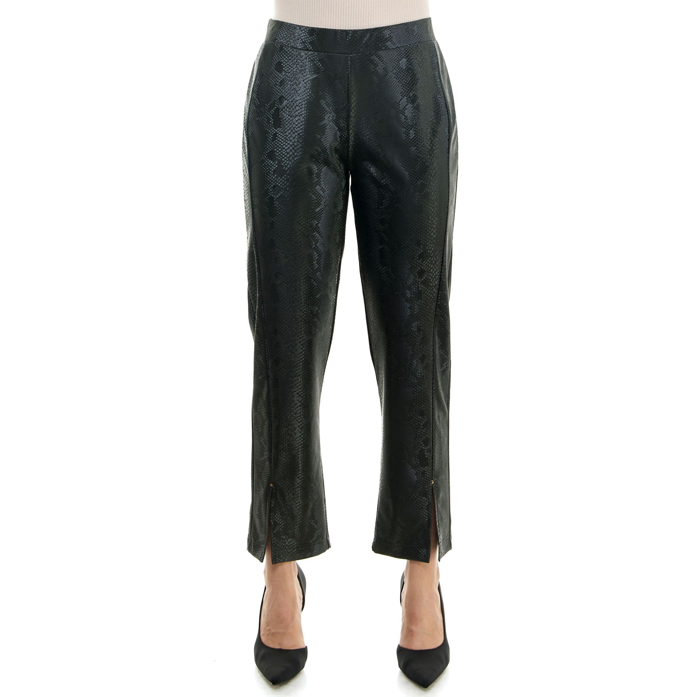 Vegan Leather pull on legging with side slit