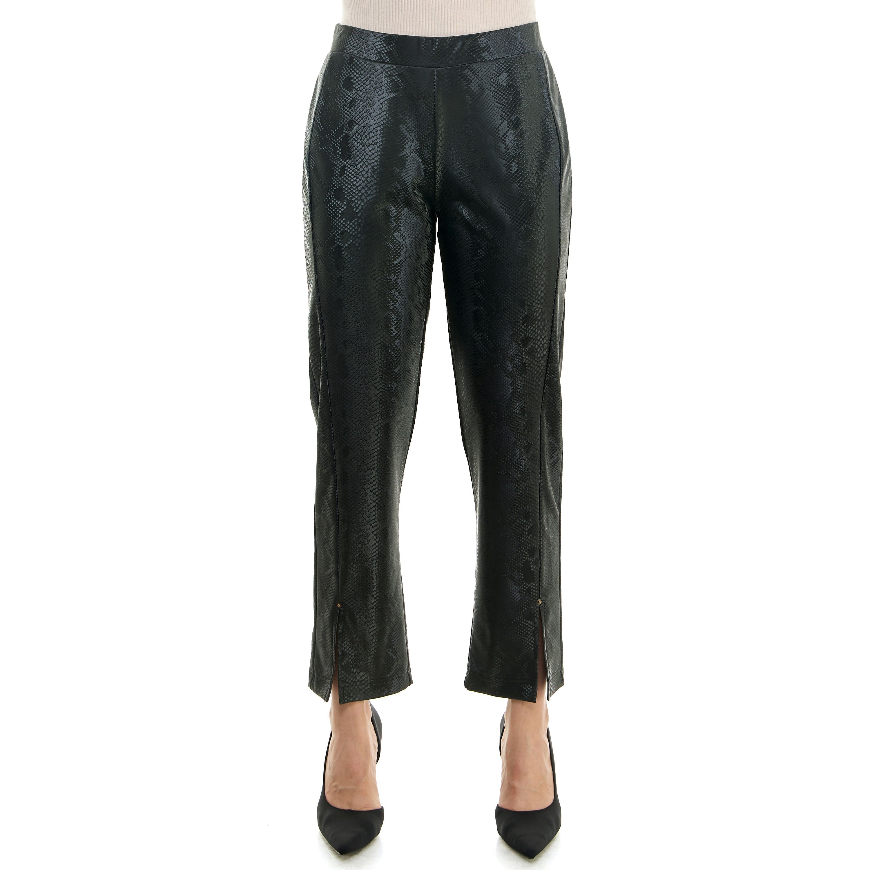 Vegan Leather pull on legging with side slit
