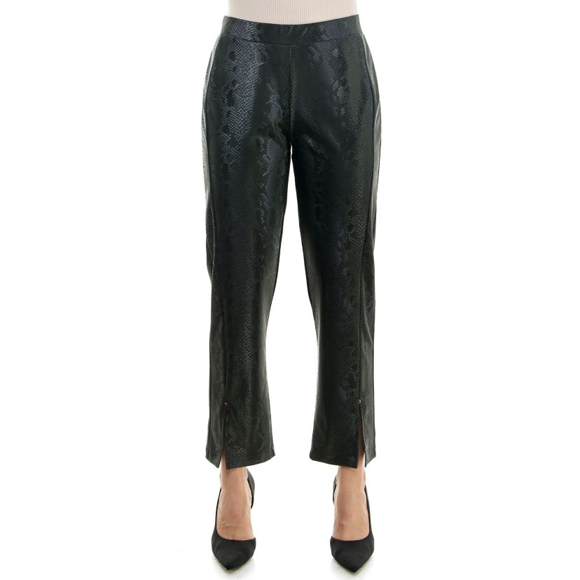 Vegan Leather pull on legging with side slit