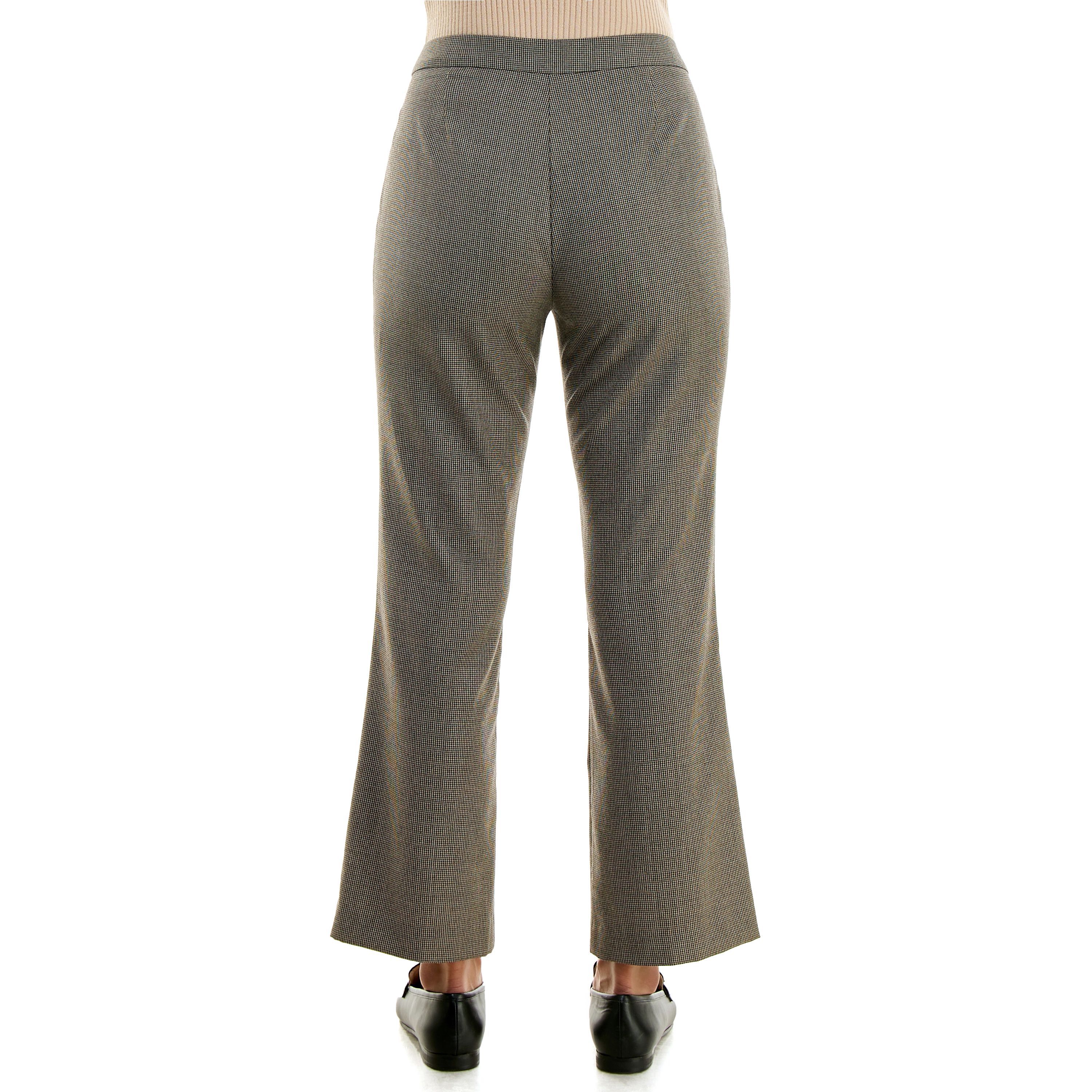Houndstooth patterned zip front cropped flare pant