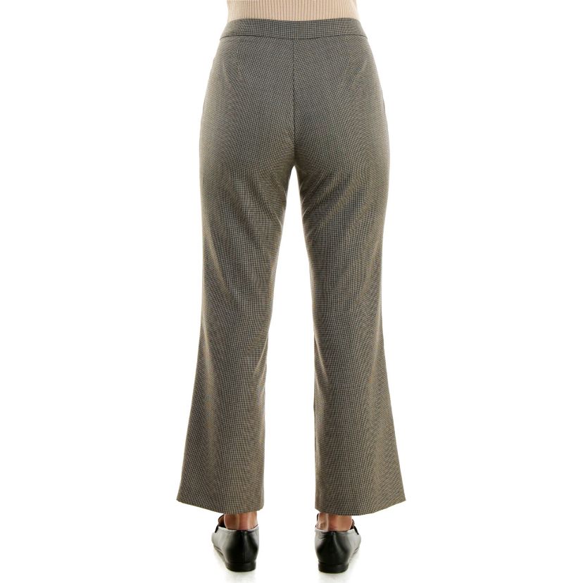 Houndstooth patterned zip front cropped flare pant