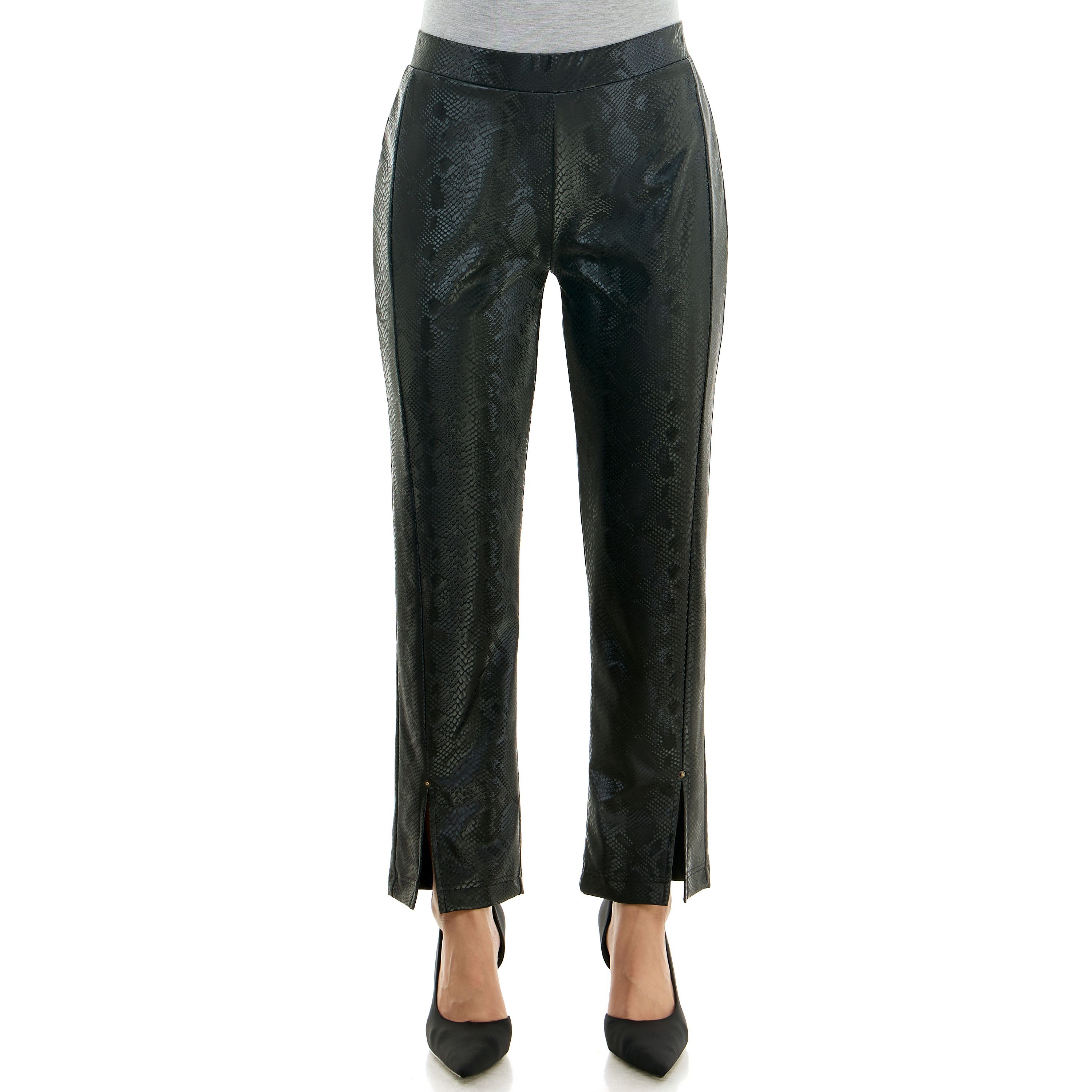 Faux snakeskin embossed vegan leather pant