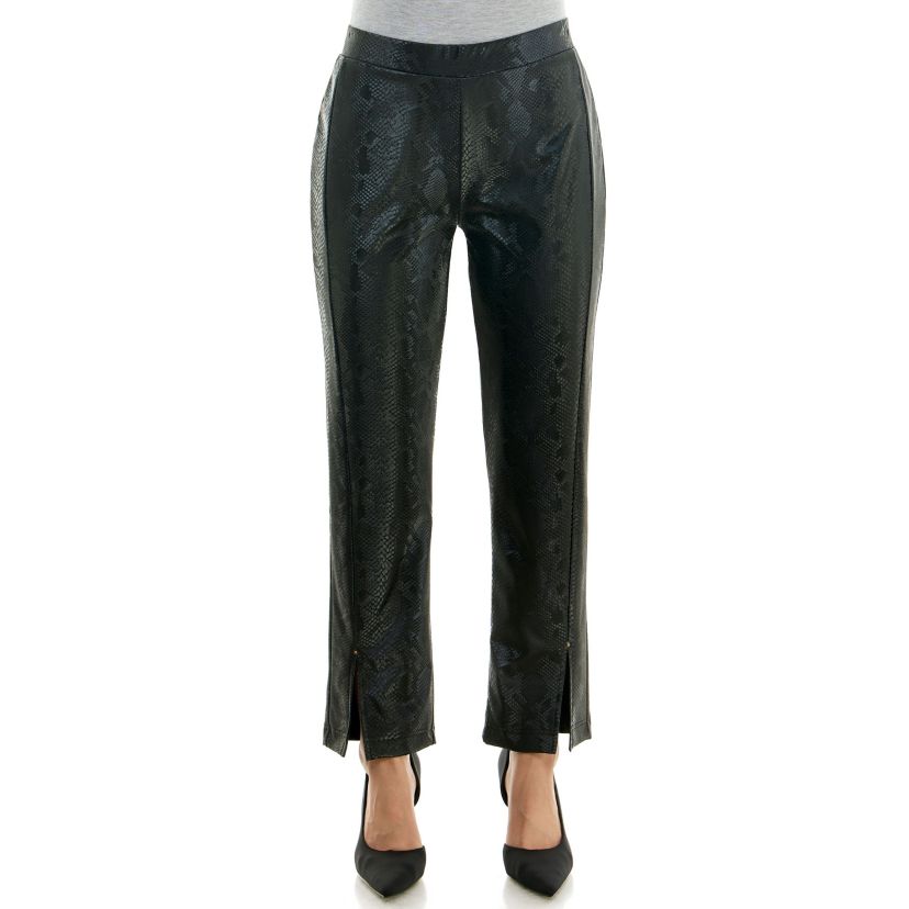 Faux snakeskin embossed vegan leather pant