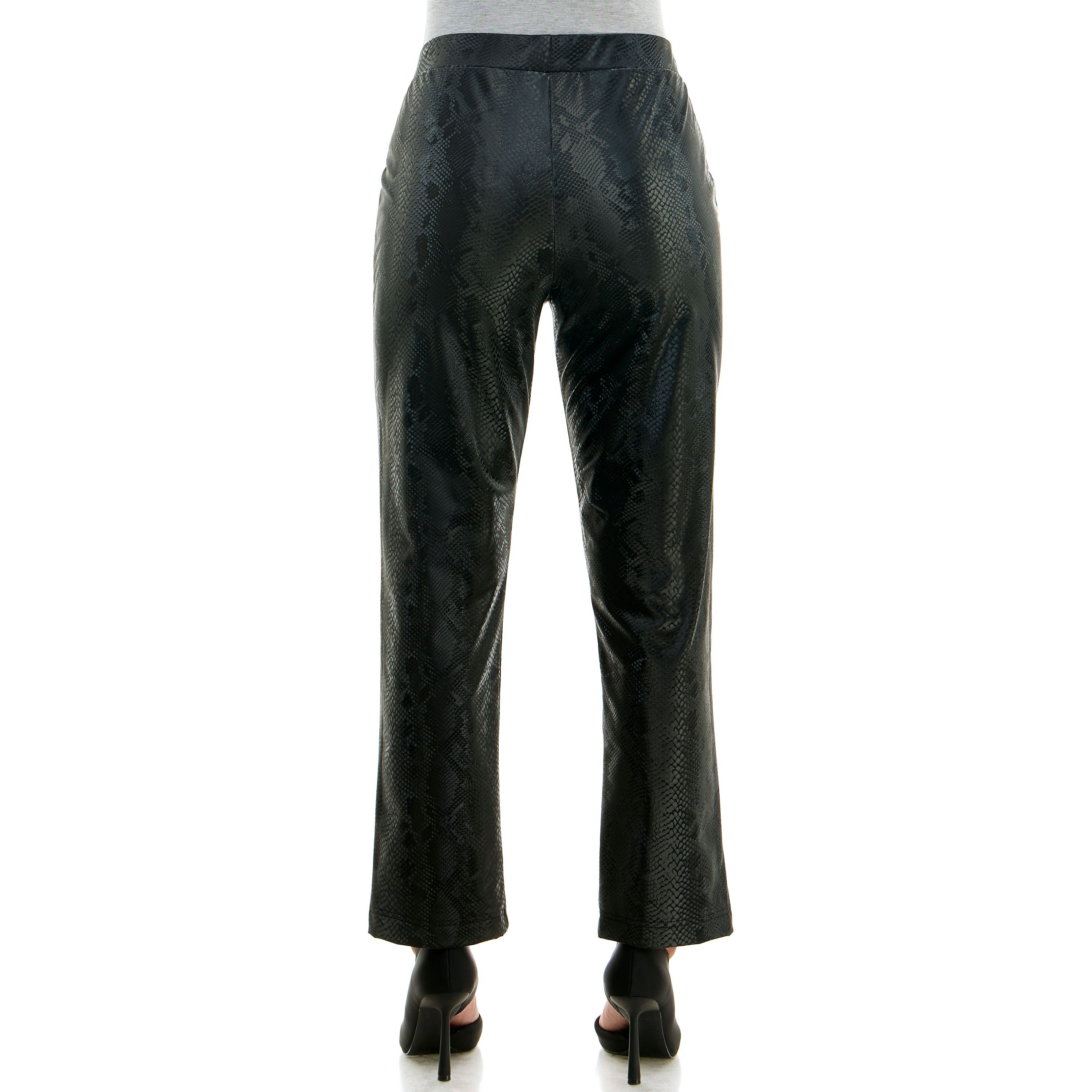 Faux snakeskin embossed vegan leather pant
