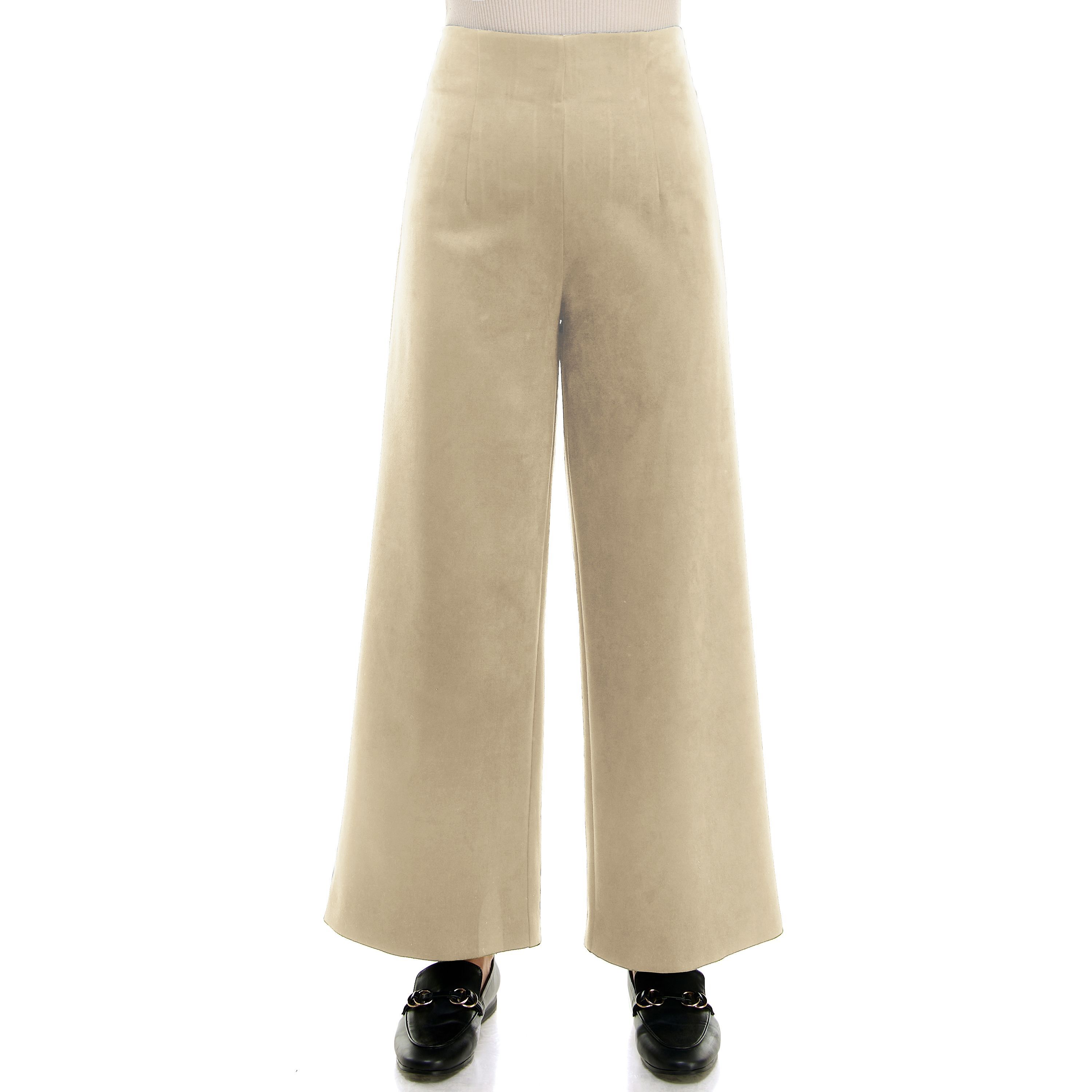 Faux wide leg zipper back pant