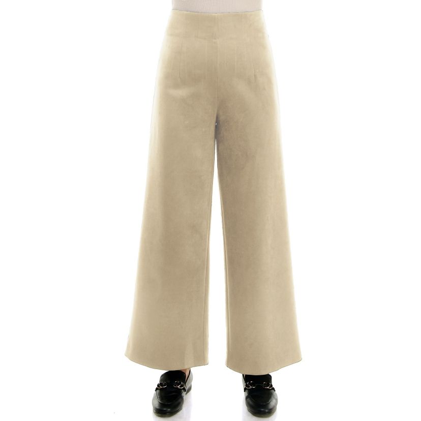 Faux wide leg zipper back pant