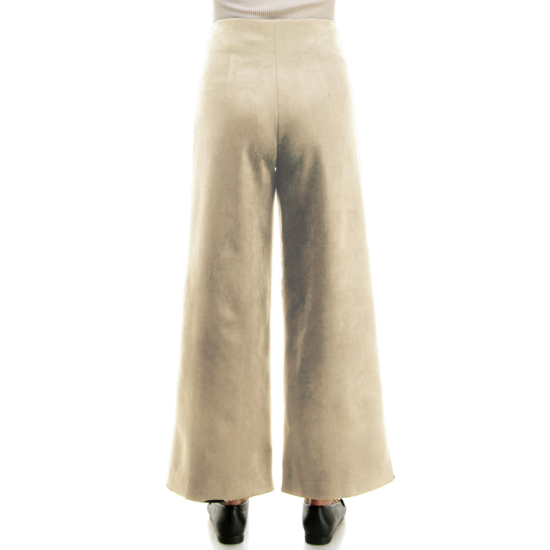 Faux wide leg zipper back pant