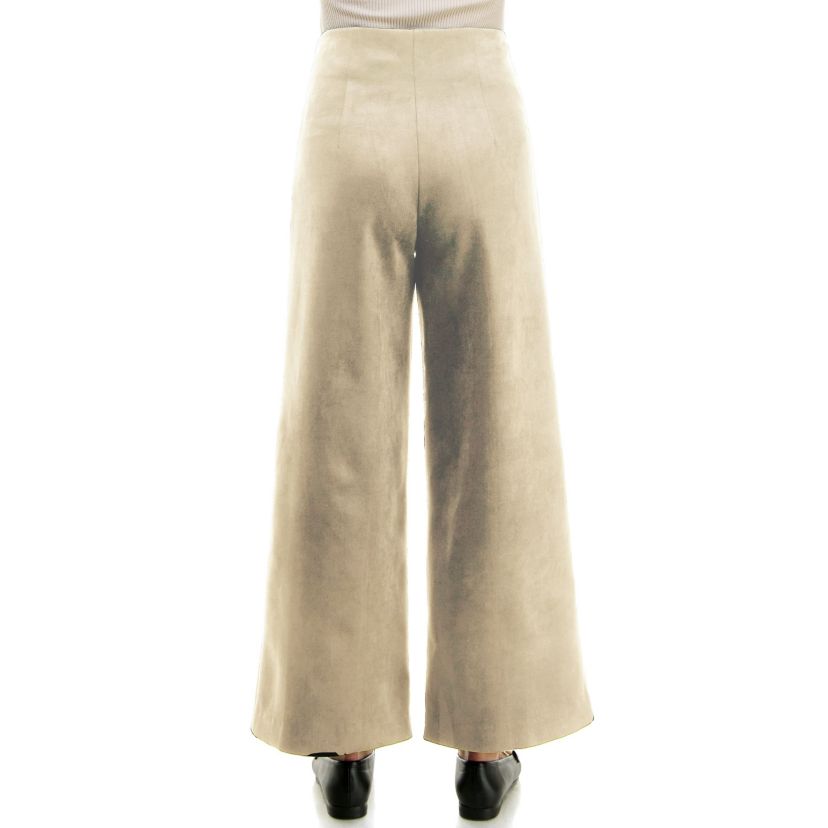 Faux wide leg zipper back pant