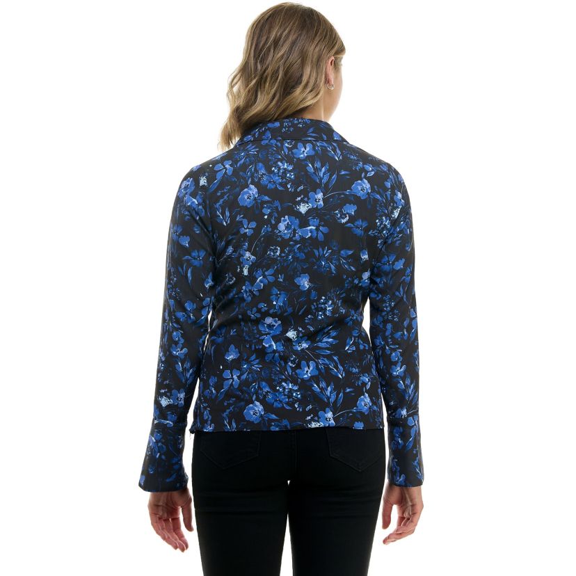 Silk like printed twist front blouse