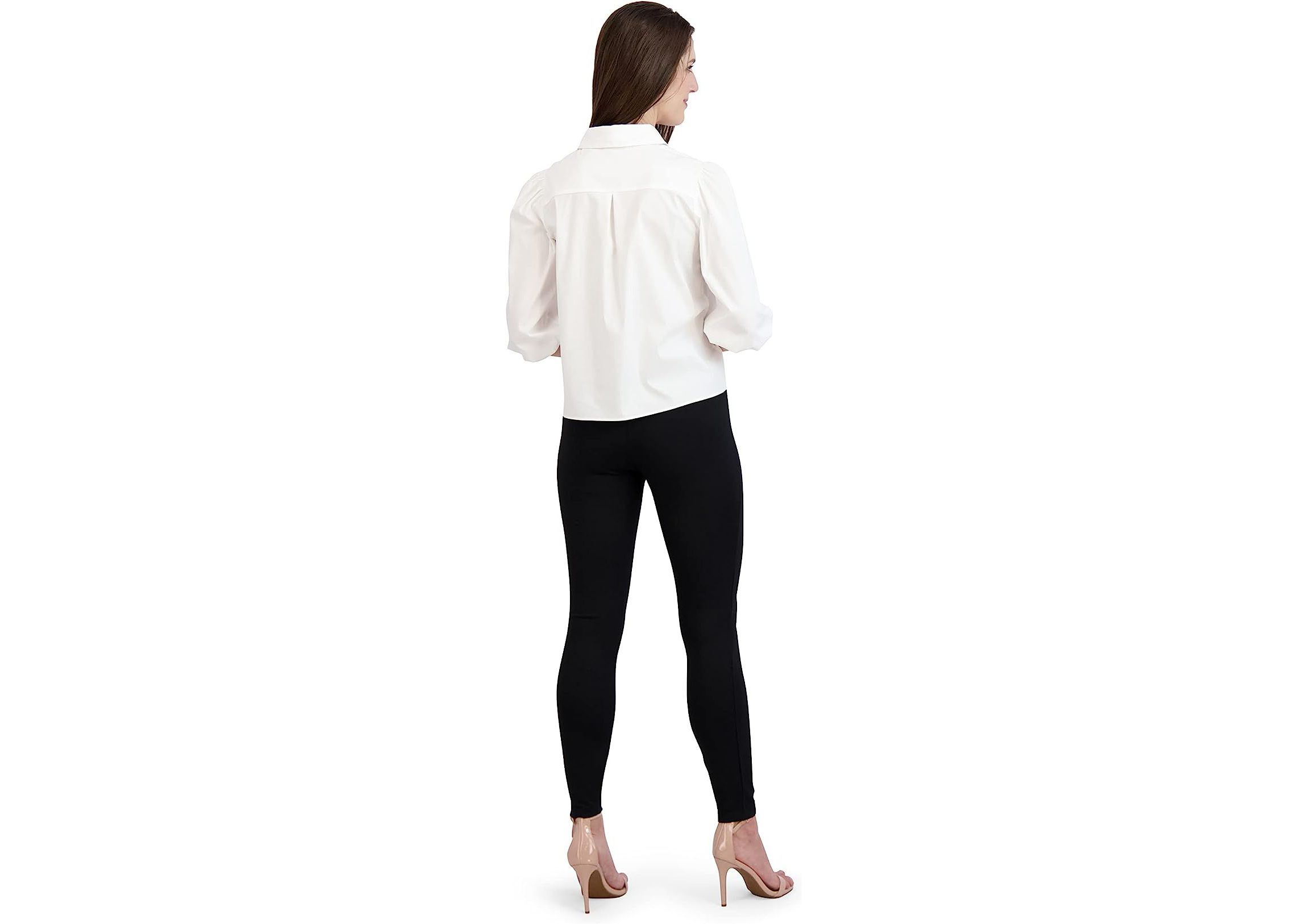 Cotton Poplin Blouson Sleeve Button Up Top