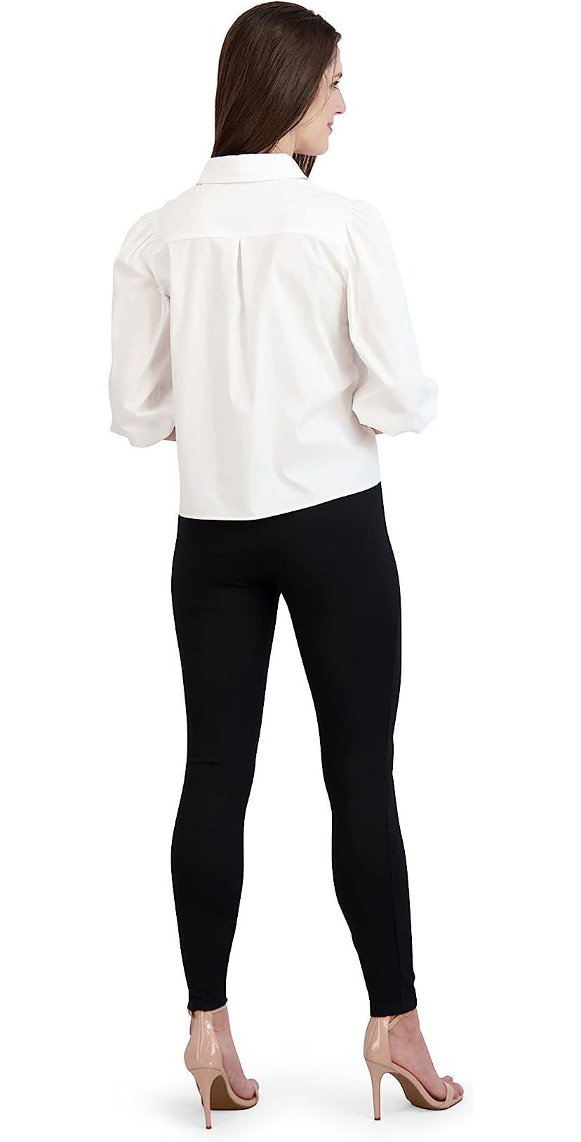 Cotton Poplin Blouson Sleeve Button Up Top