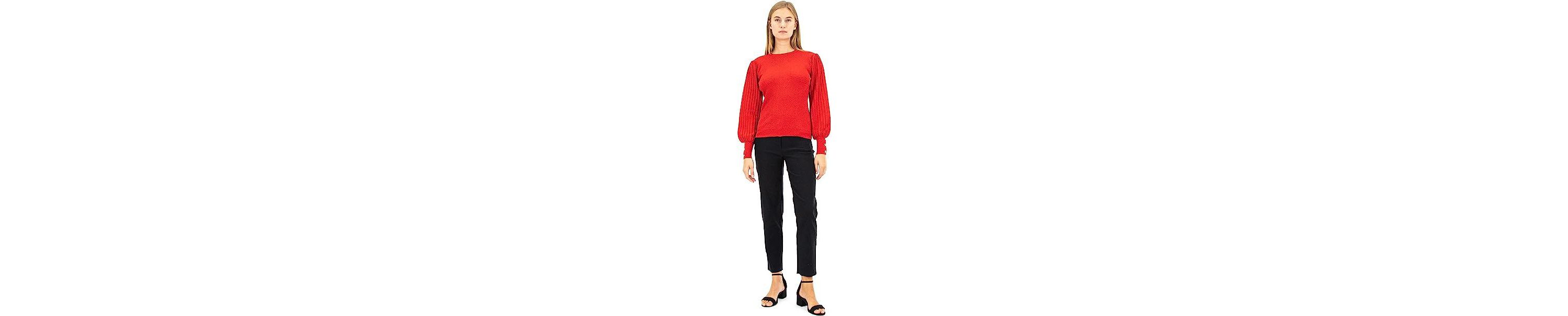 Pullover Lurex Sweater with Ribbed Sleeve Detail