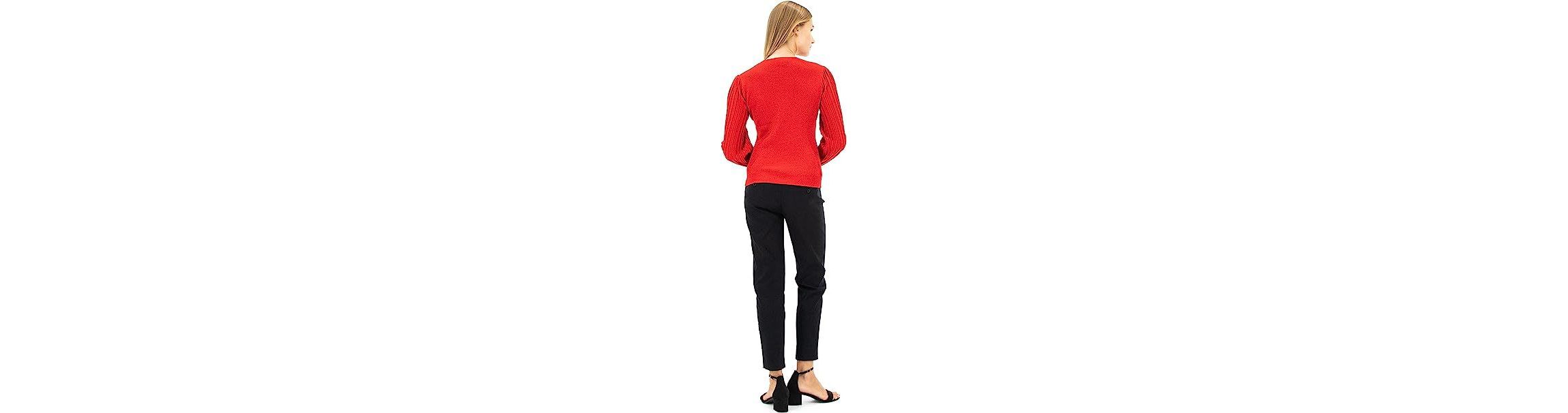 Pullover Lurex Sweater with Ribbed Sleeve Detail