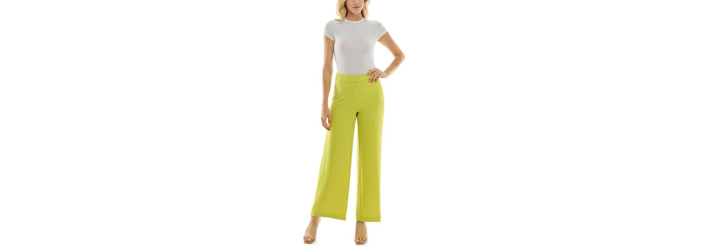 High-Waisted Wide Leg Full Length Crepe Fashion Pant