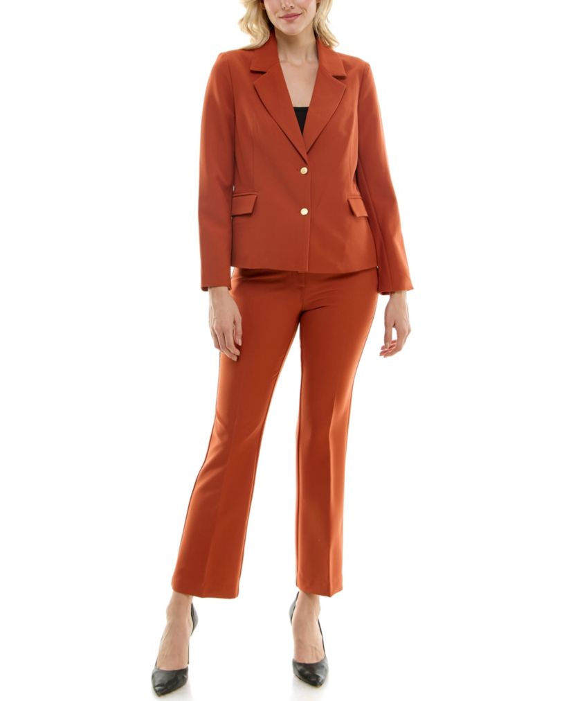 Bi-Stretch Pant Suit with Two Button Jacket and Coin Pocket Detail with Front Seam