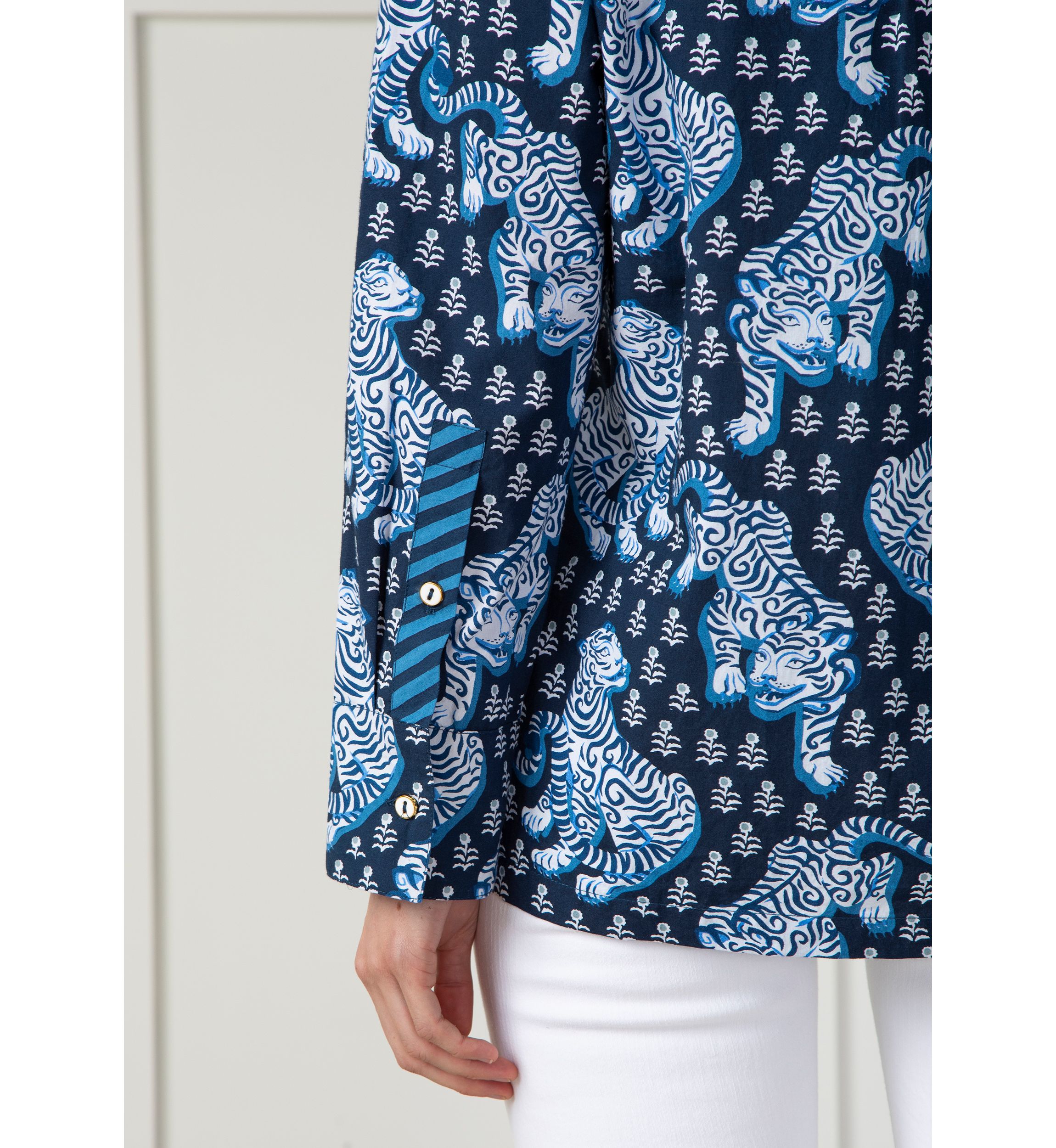 Tiger Queen Navy Graceful Getaway Blouse