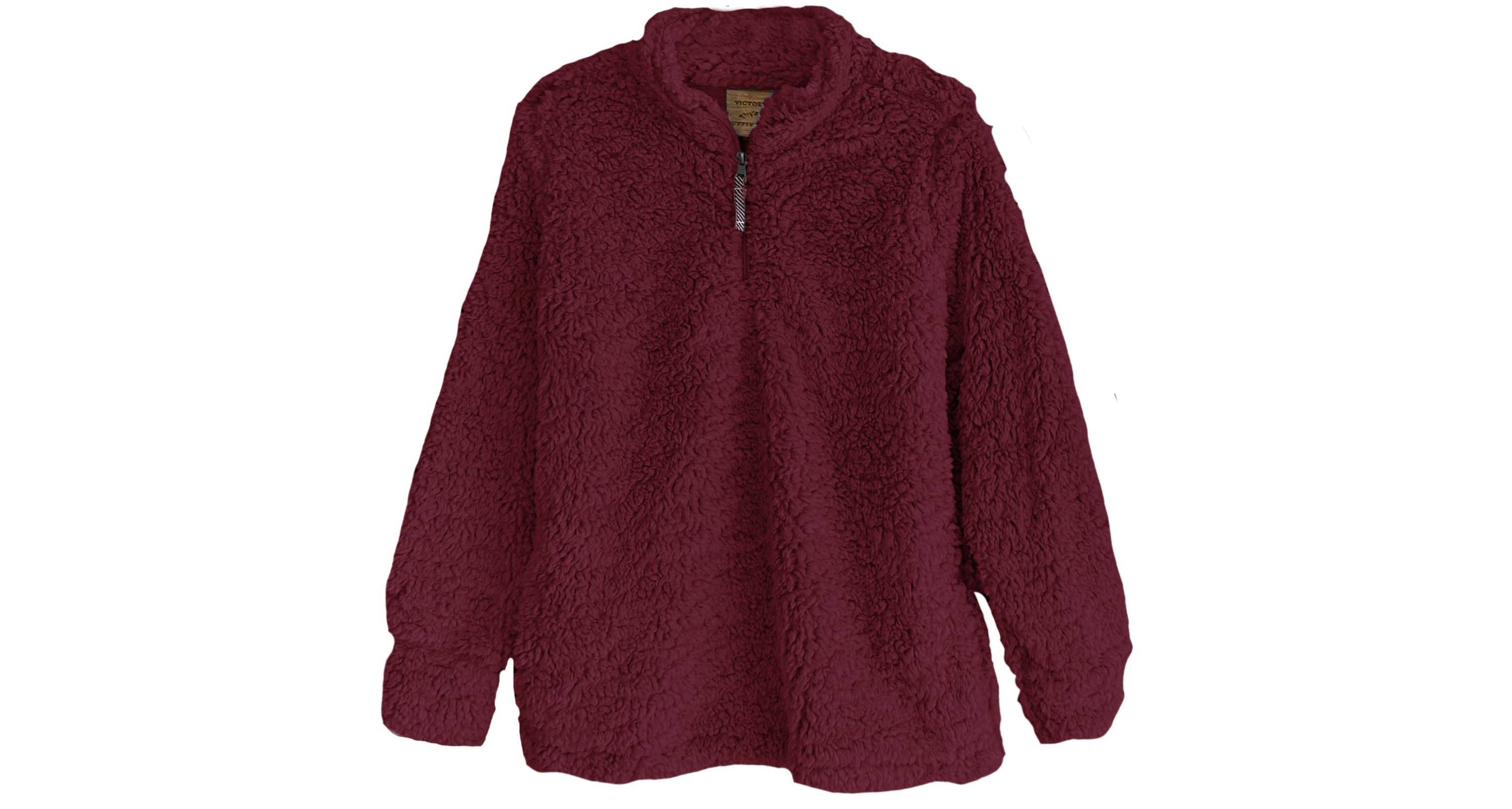 Victory Womens Fluffy Knit Pullover Quarter Zip Sweater