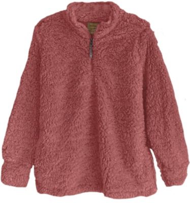 Victory Outfitters Victory Women's Fluffy Knit Pullover Quarter Zip Sweater, Coral, 1X