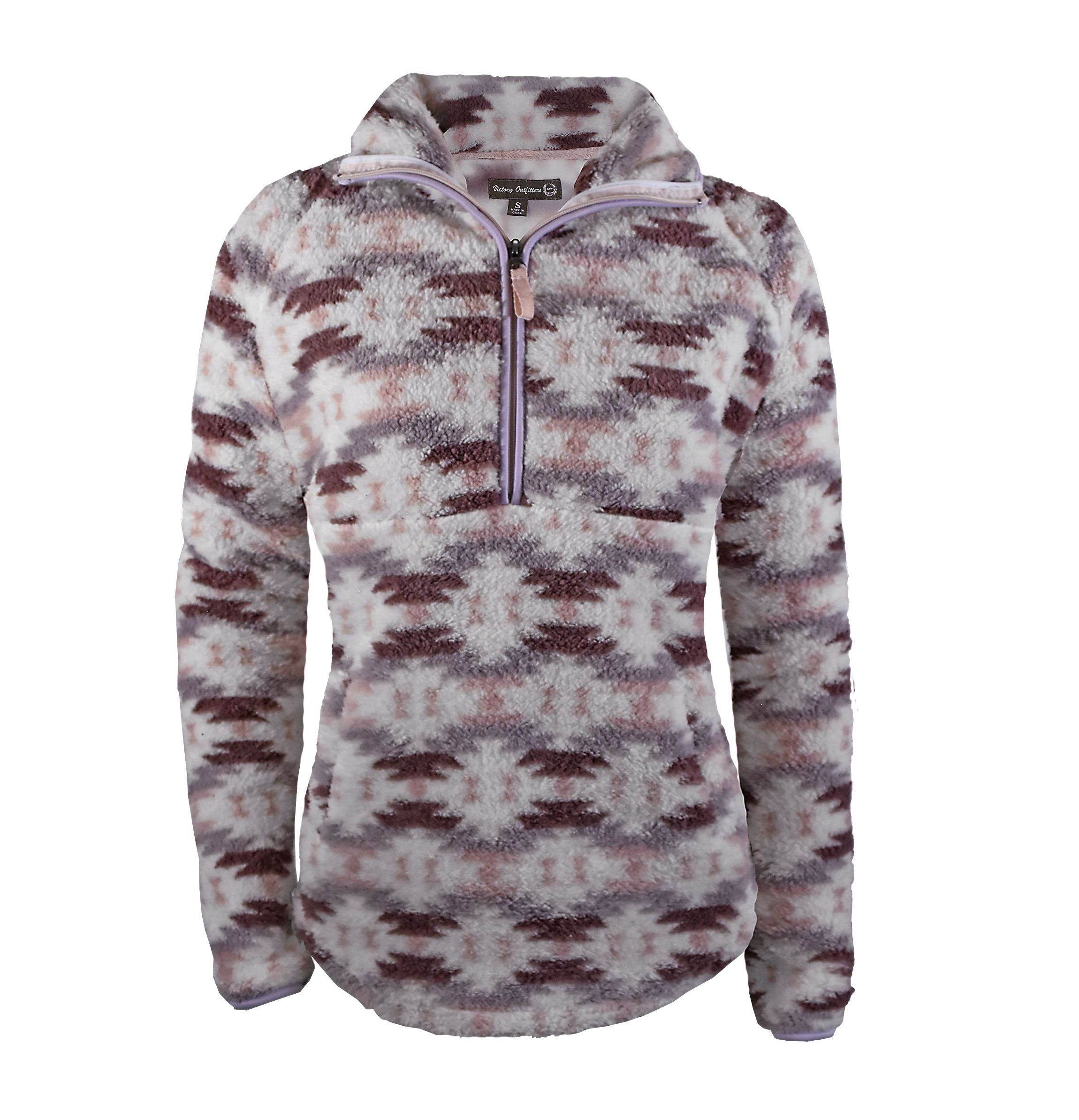 Victory Outfitters Womens 1/4 Zip Fluffy Fleece Aztec Pullover