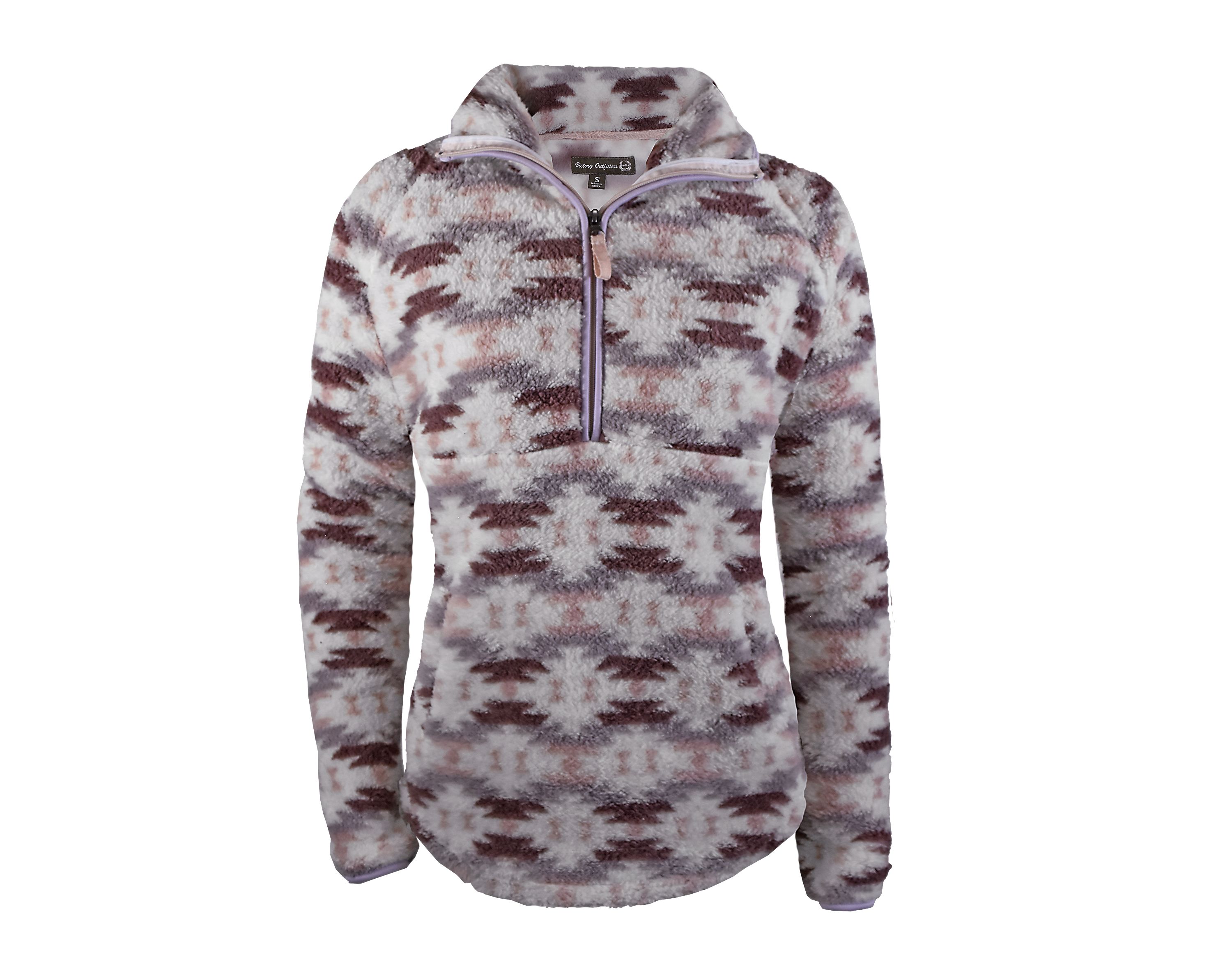Victory Outfitters Womens 1/4 Zip Fluffy Fleece Aztec Pullover