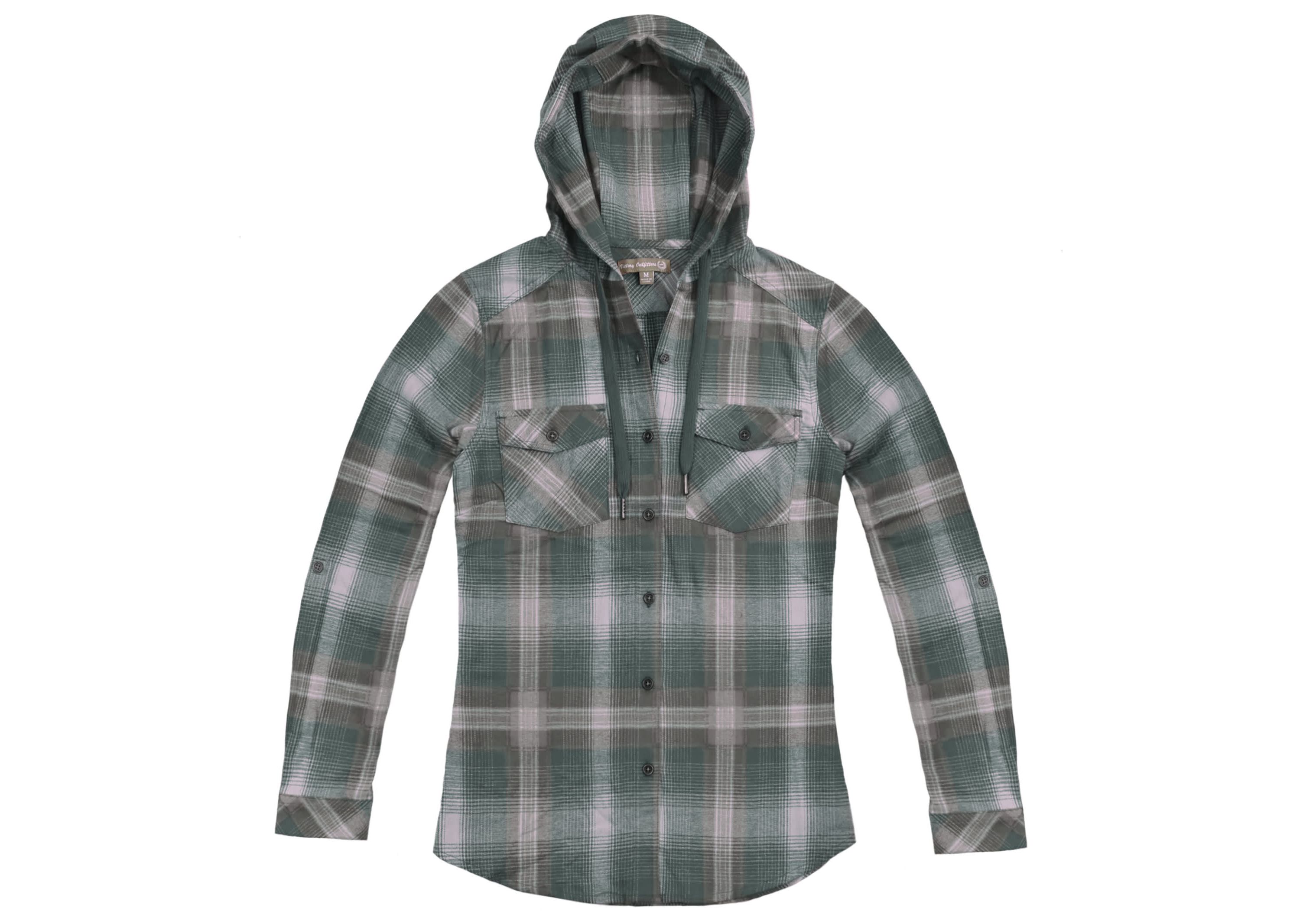 Womens Assorted Long Sleeve Brushed Hooded Flannel Shirt