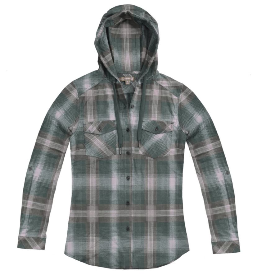 Womens Assorted Long Sleeve Brushed Hooded Flannel Shirt