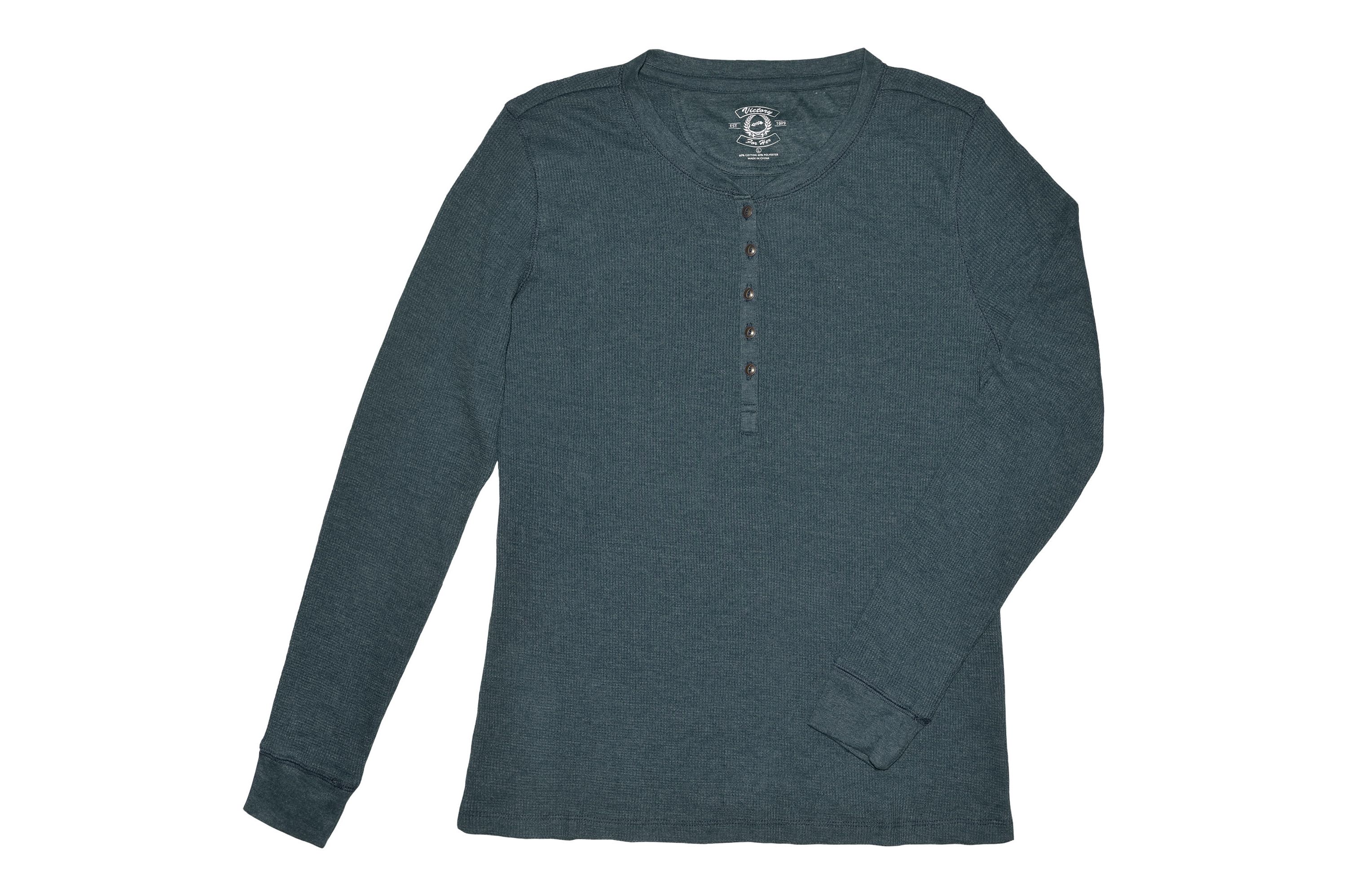Womens Waffle Thermal Henley