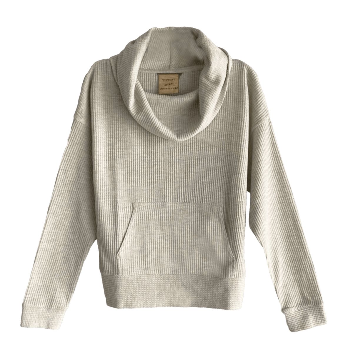 Ladies Waffle Knit Cowl Neck Pullover