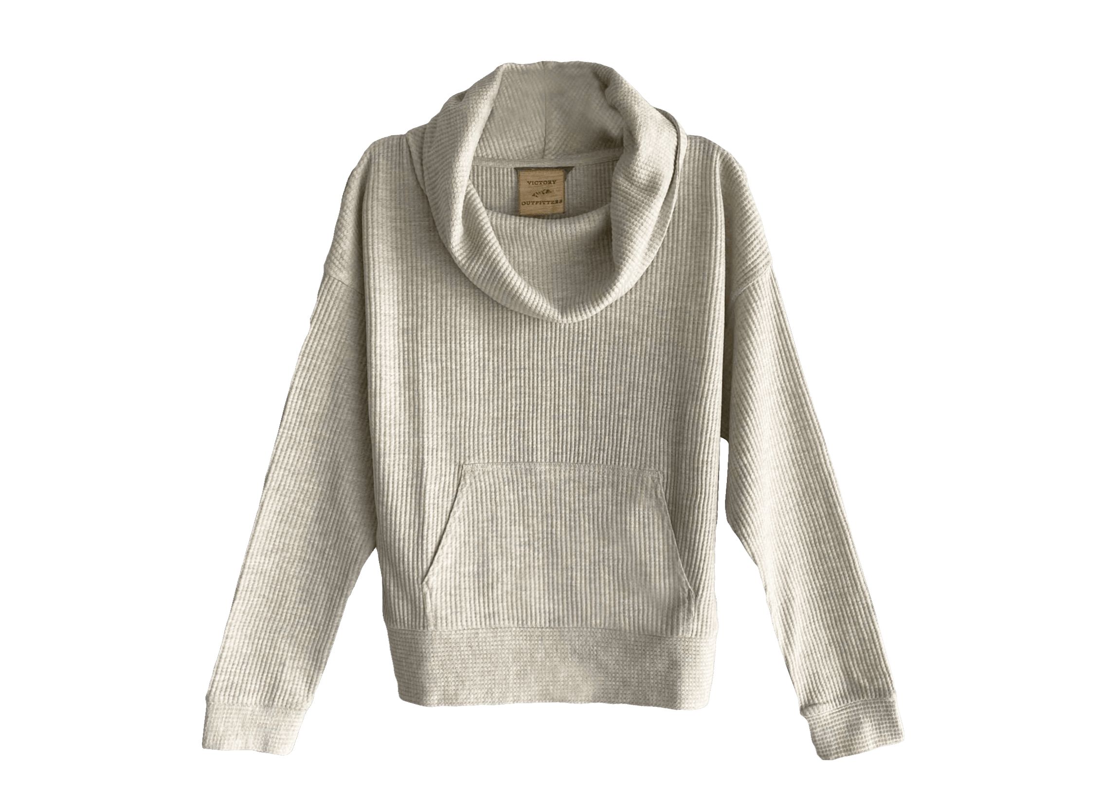 Ladies Waffle Knit Cowl Neck Pullover