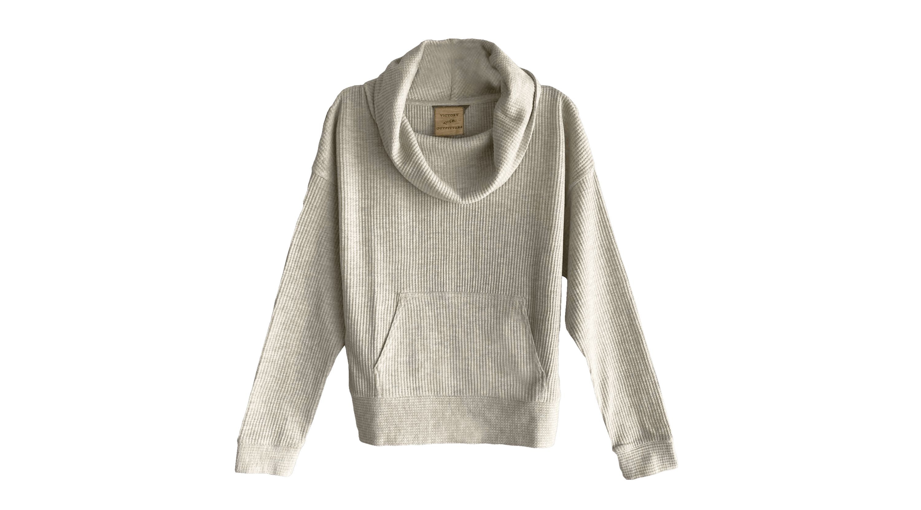 Ladies Waffle Knit Cowl Neck Pullover