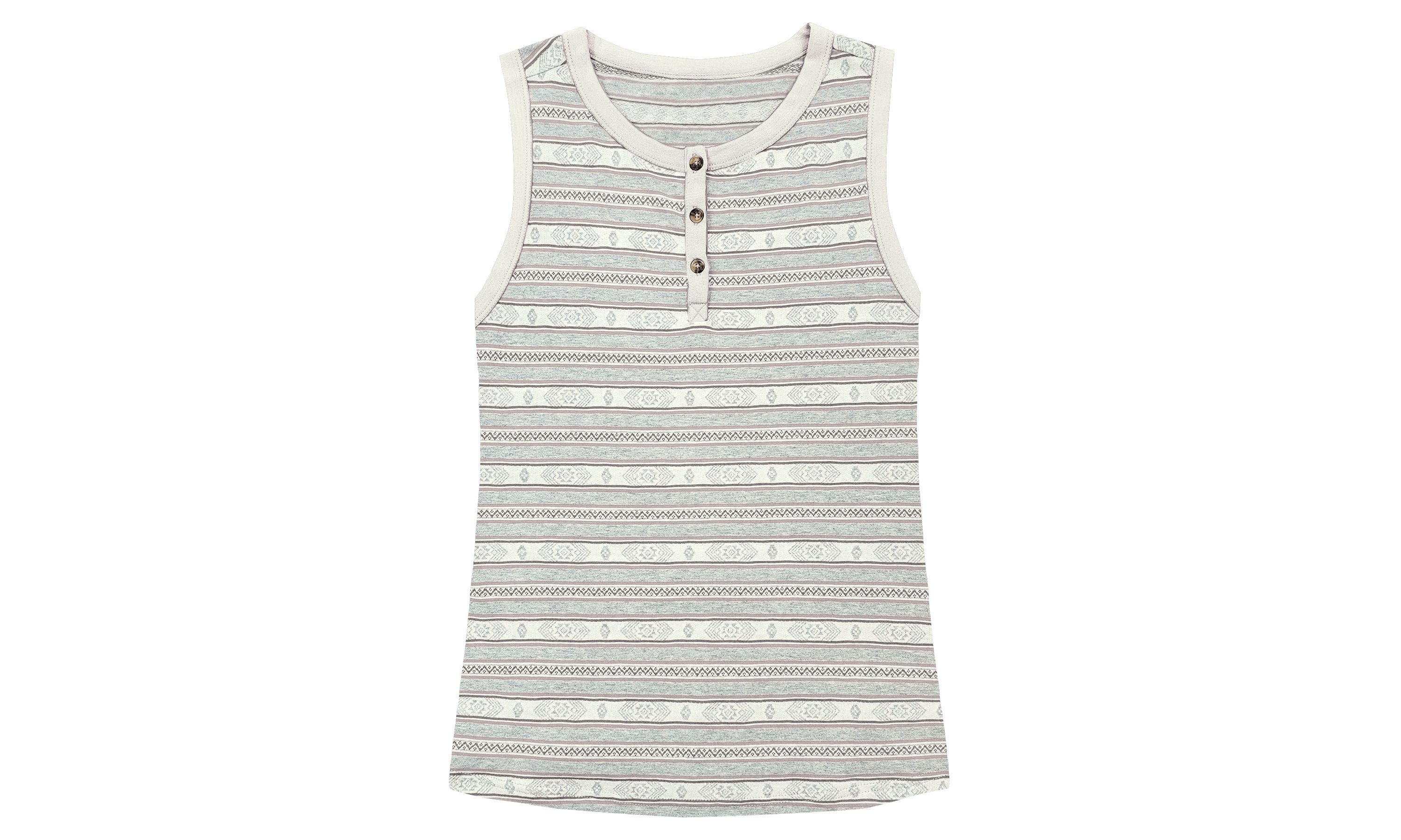 Striped Aztec Pattern Henley Tank Top