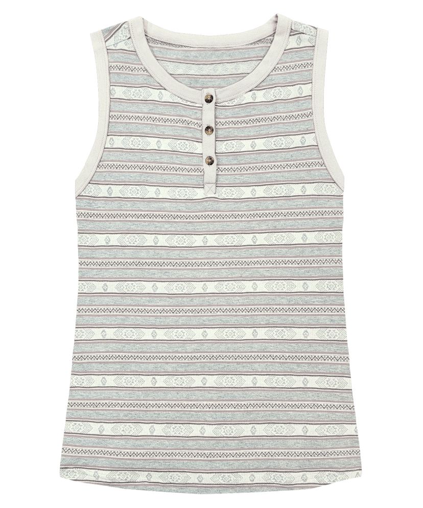 Striped Aztec Pattern Henley Tank Top