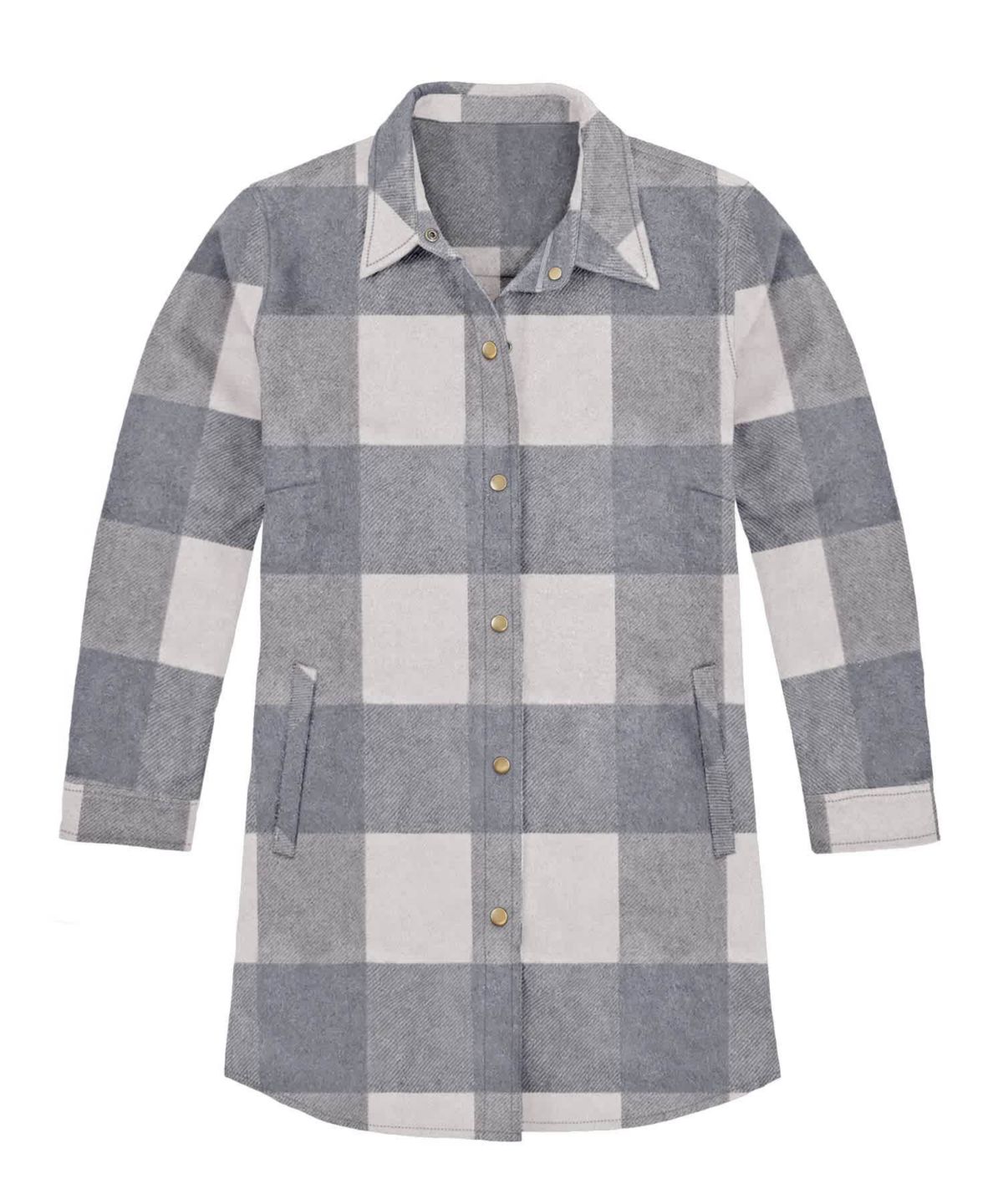 Ladies Long Sleeve Snap Long Shacket