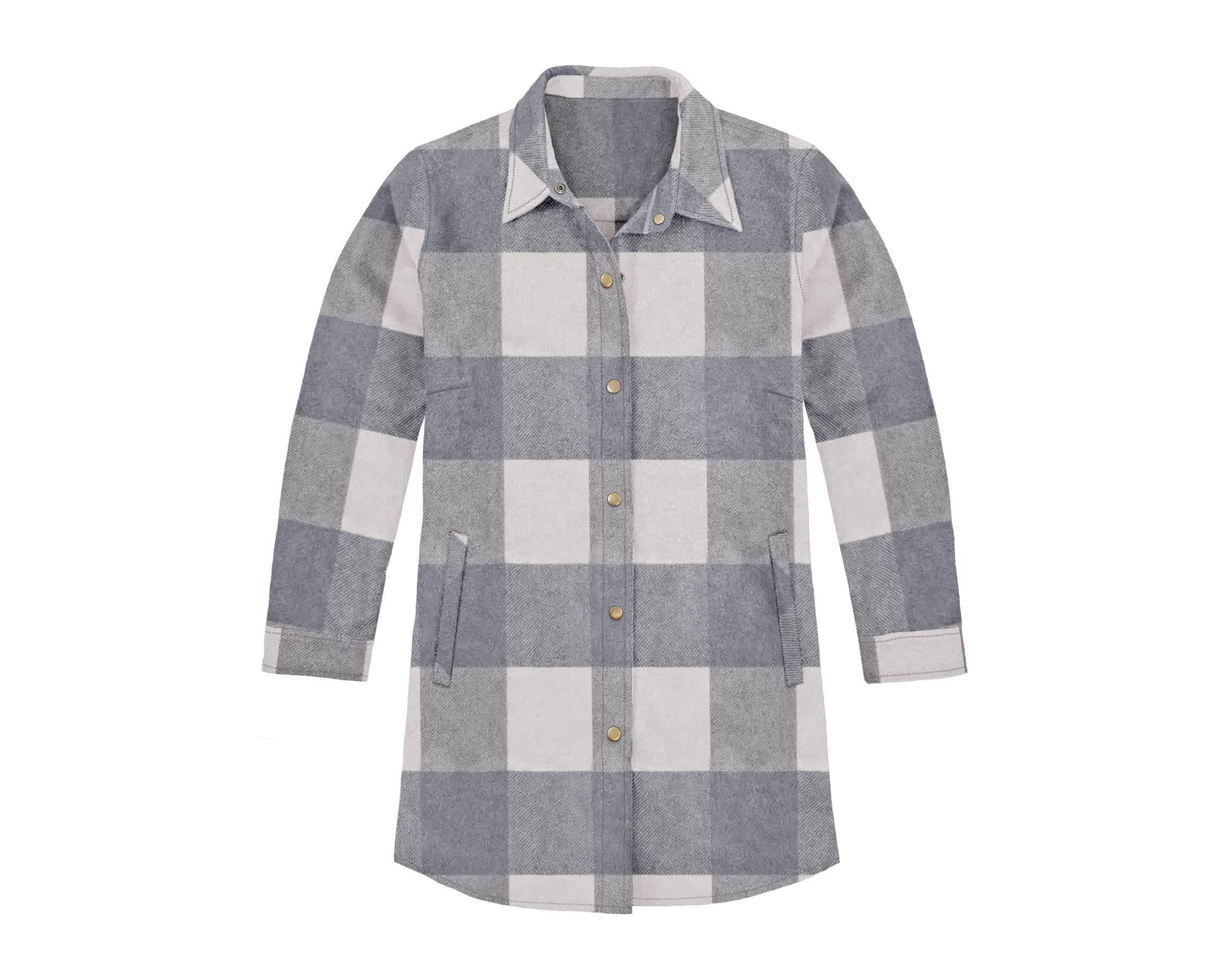 Ladies Long Sleeve Snap Long Shacket