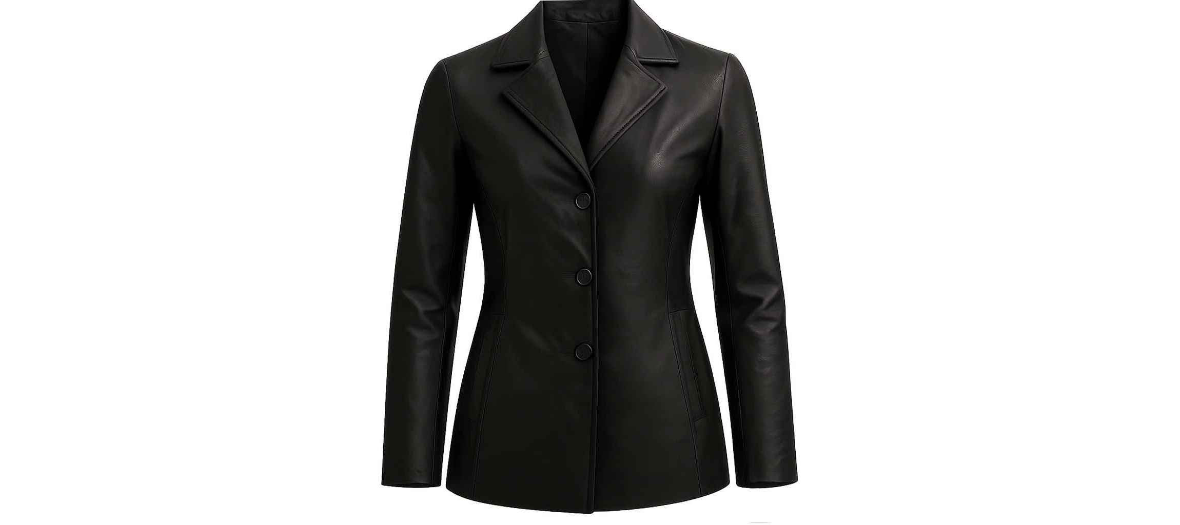 Ladies Leather Button Coat
