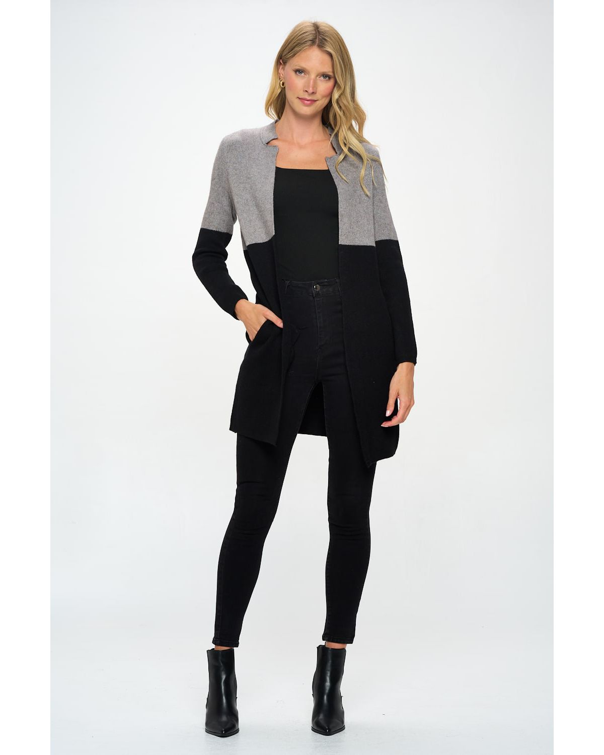 COLOR BLOCK SWEATER COAT