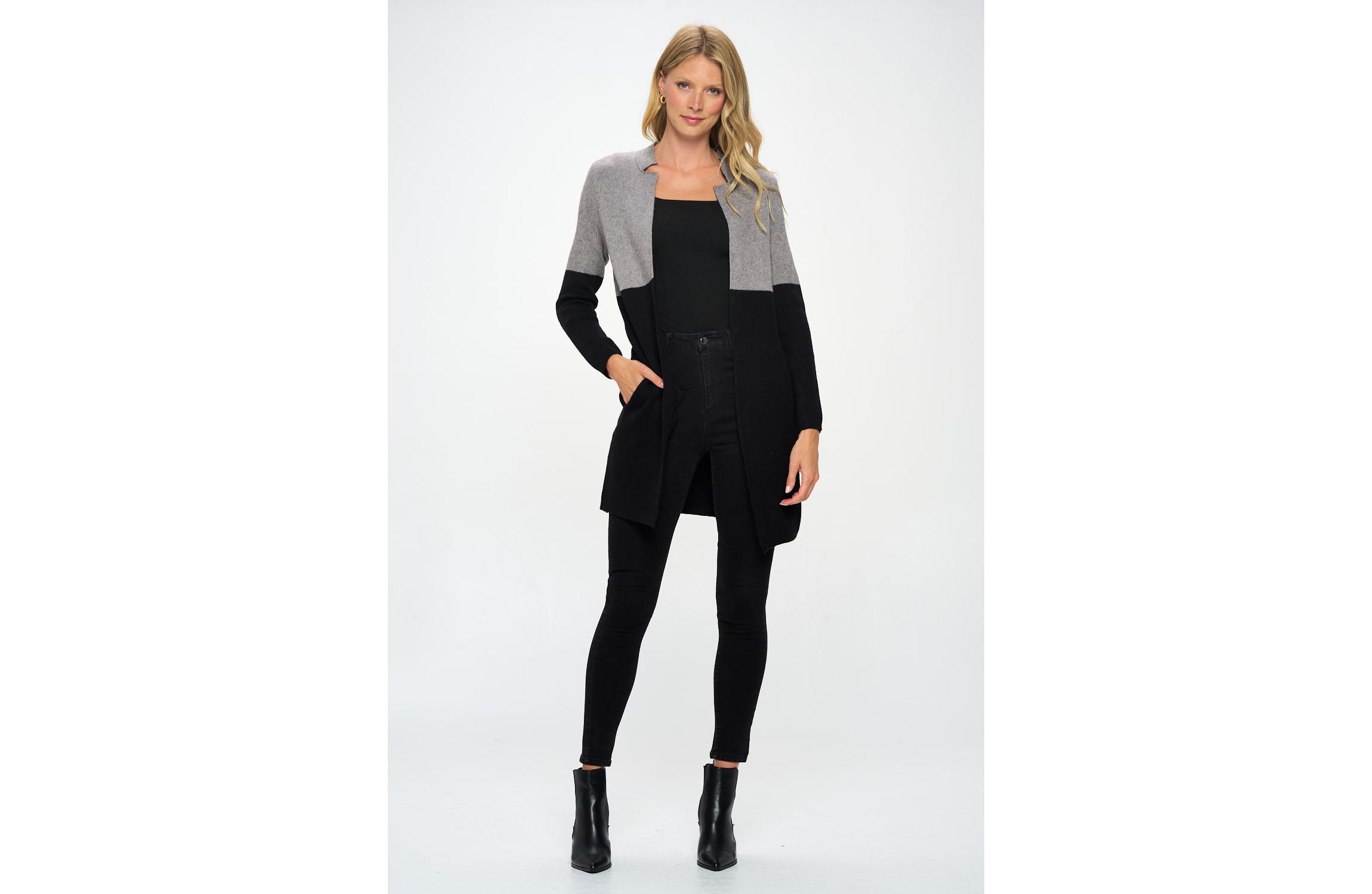 COLOR BLOCK SWEATER COAT