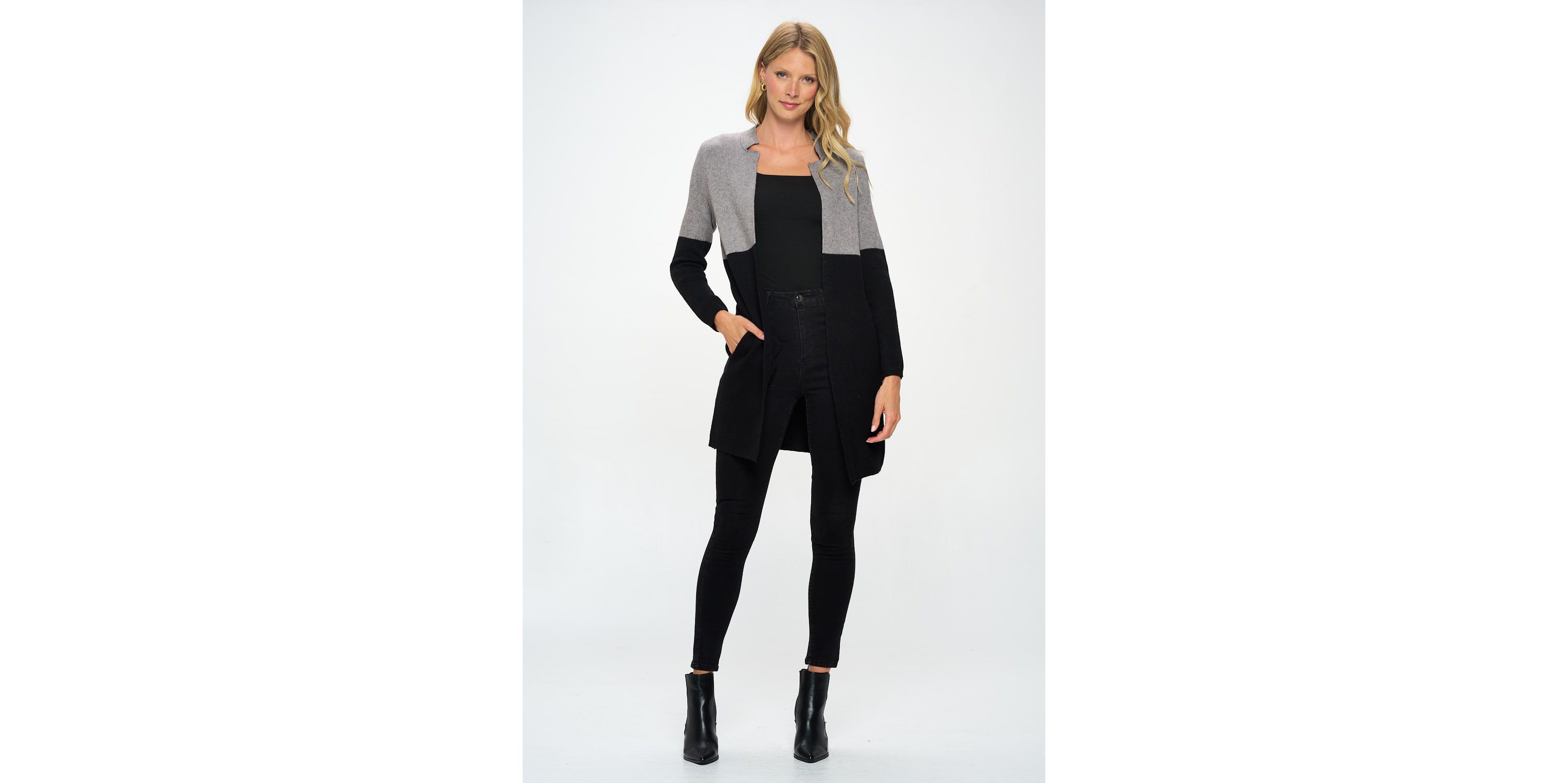 COLOR BLOCK SWEATER COAT