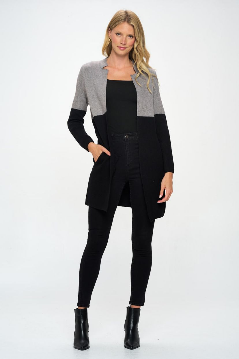 COLOR BLOCK SWEATER COAT