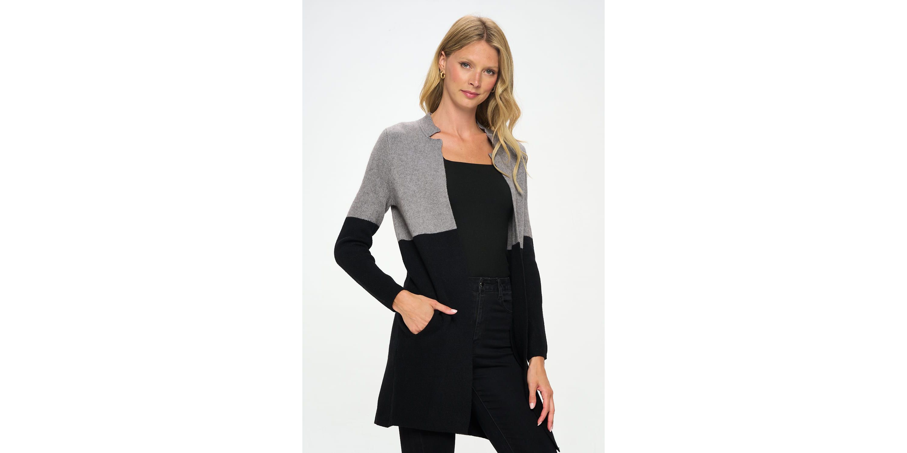 COLOR BLOCK SWEATER COAT